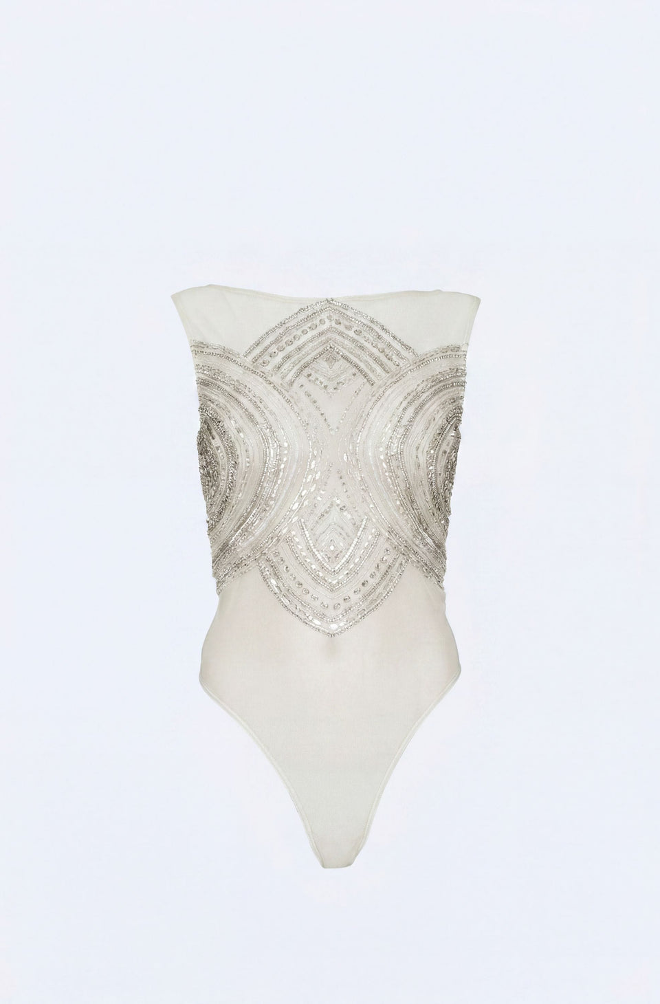 Mosaic Crystal Embroidery Sleeveless Bodysuit - LAPOINTE
