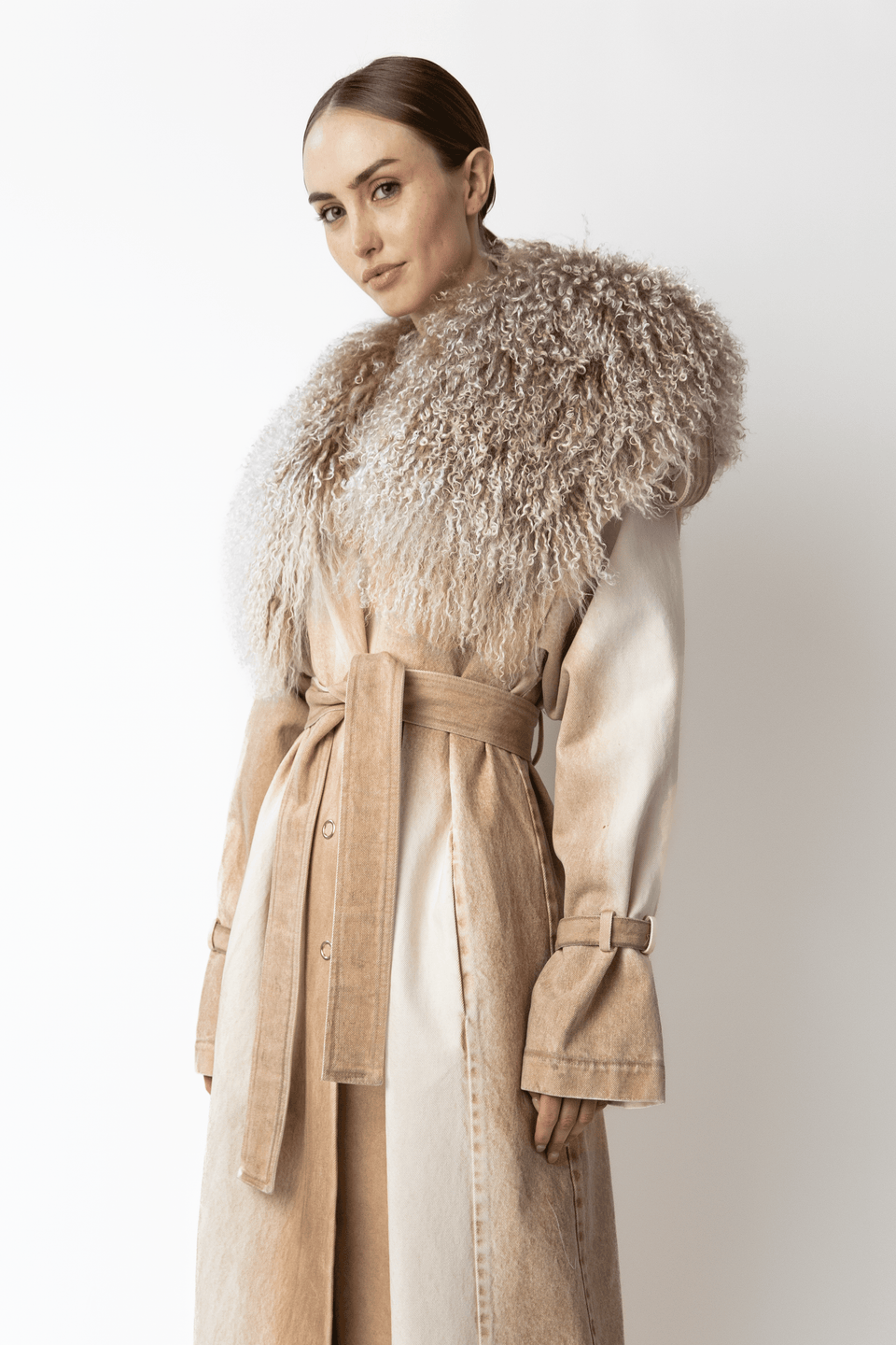 Pigment Denim Base Relaxed Trench With Shearling - LAPOINTE