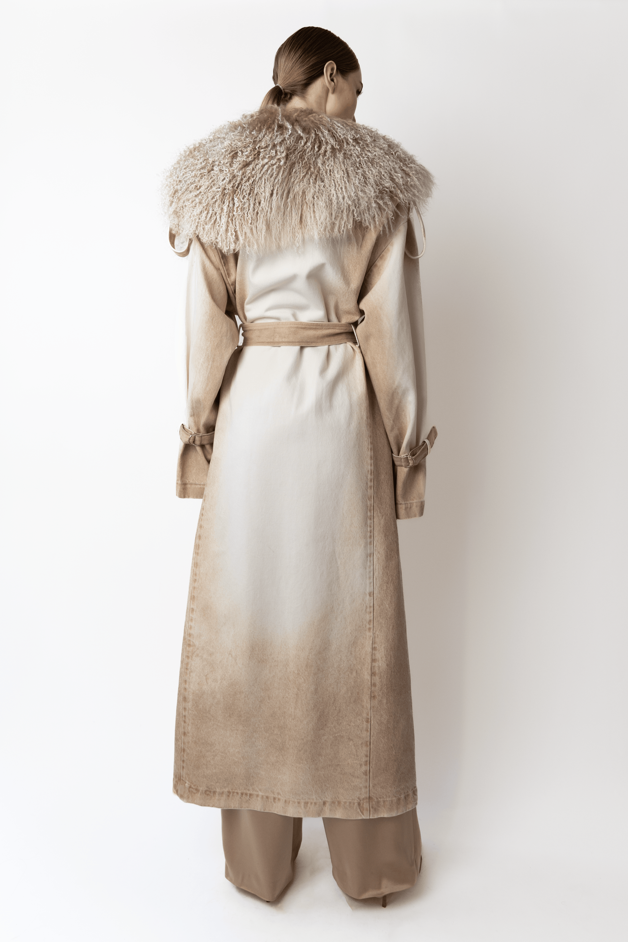 Pigment Denim Base Relaxed Trench With Shearling - LAPOINTE