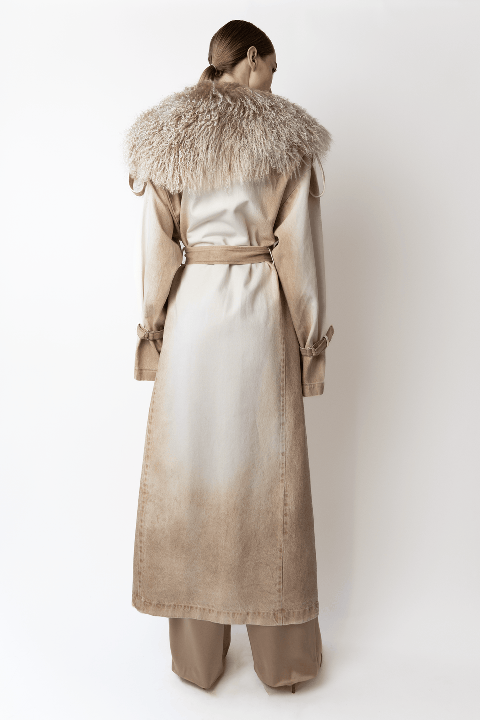 Pigment Denim Base Relaxed Trench With Shearling - LAPOINTE