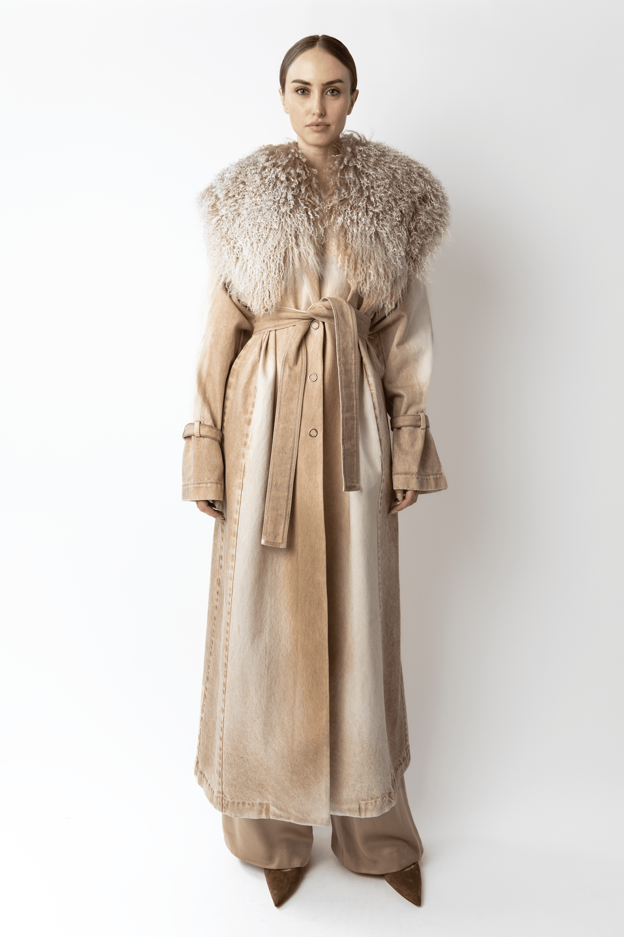 Pigment Denim Base Relaxed Trench With Shearling - LAPOINTE