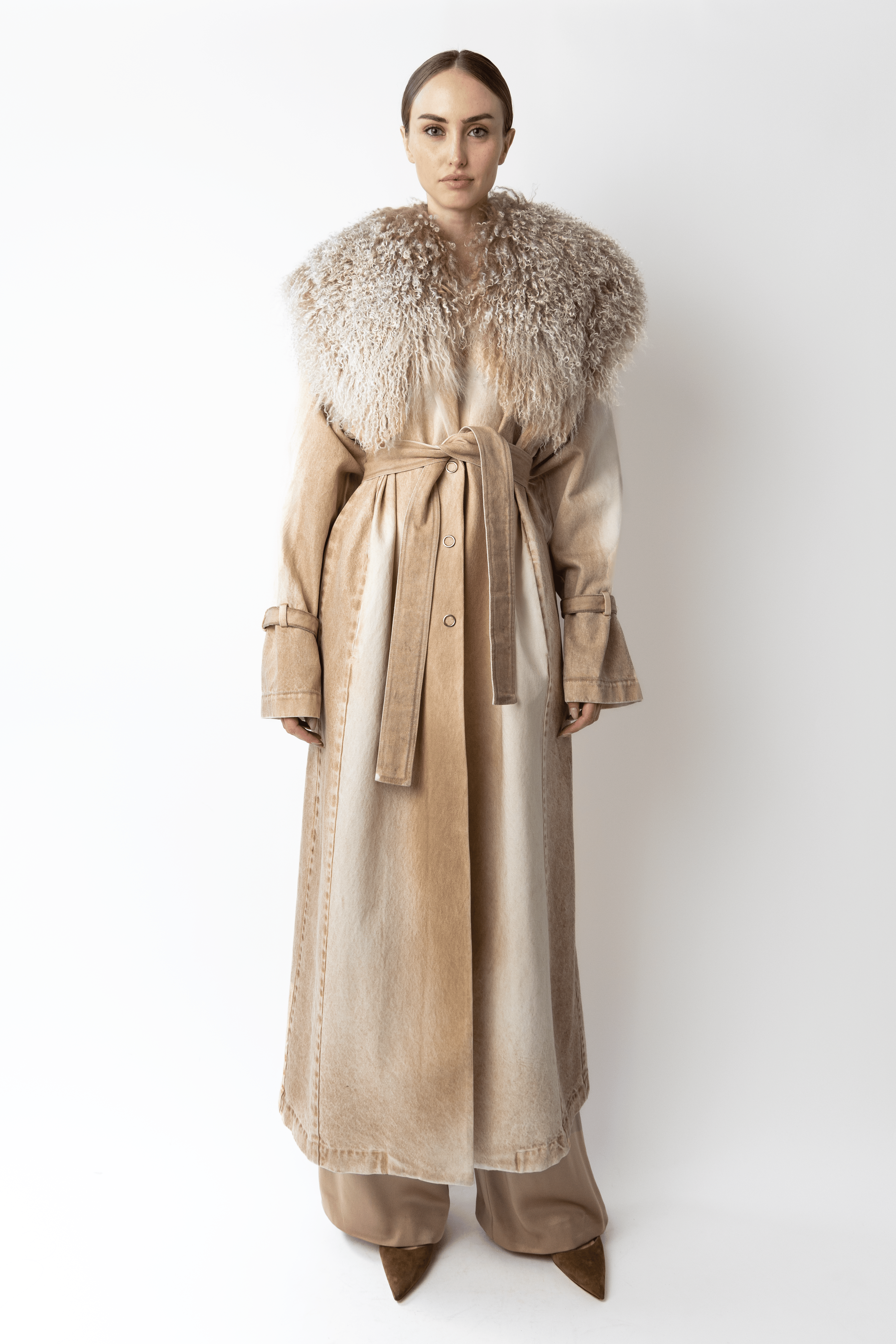 Pigment Denim Base Relaxed Trench With Shearling - LAPOINTE