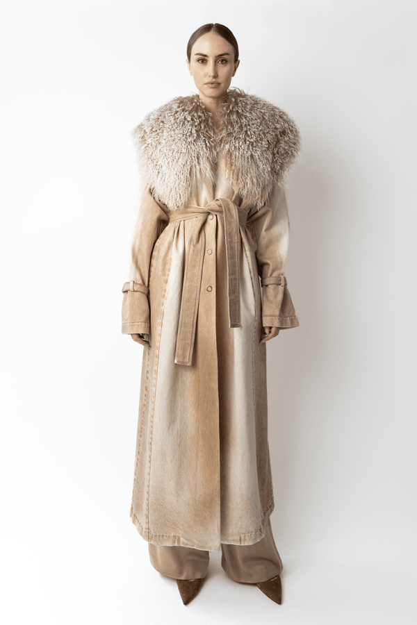 Pigment Denim Base Relaxed Trench With Shearling - LAPOINTE