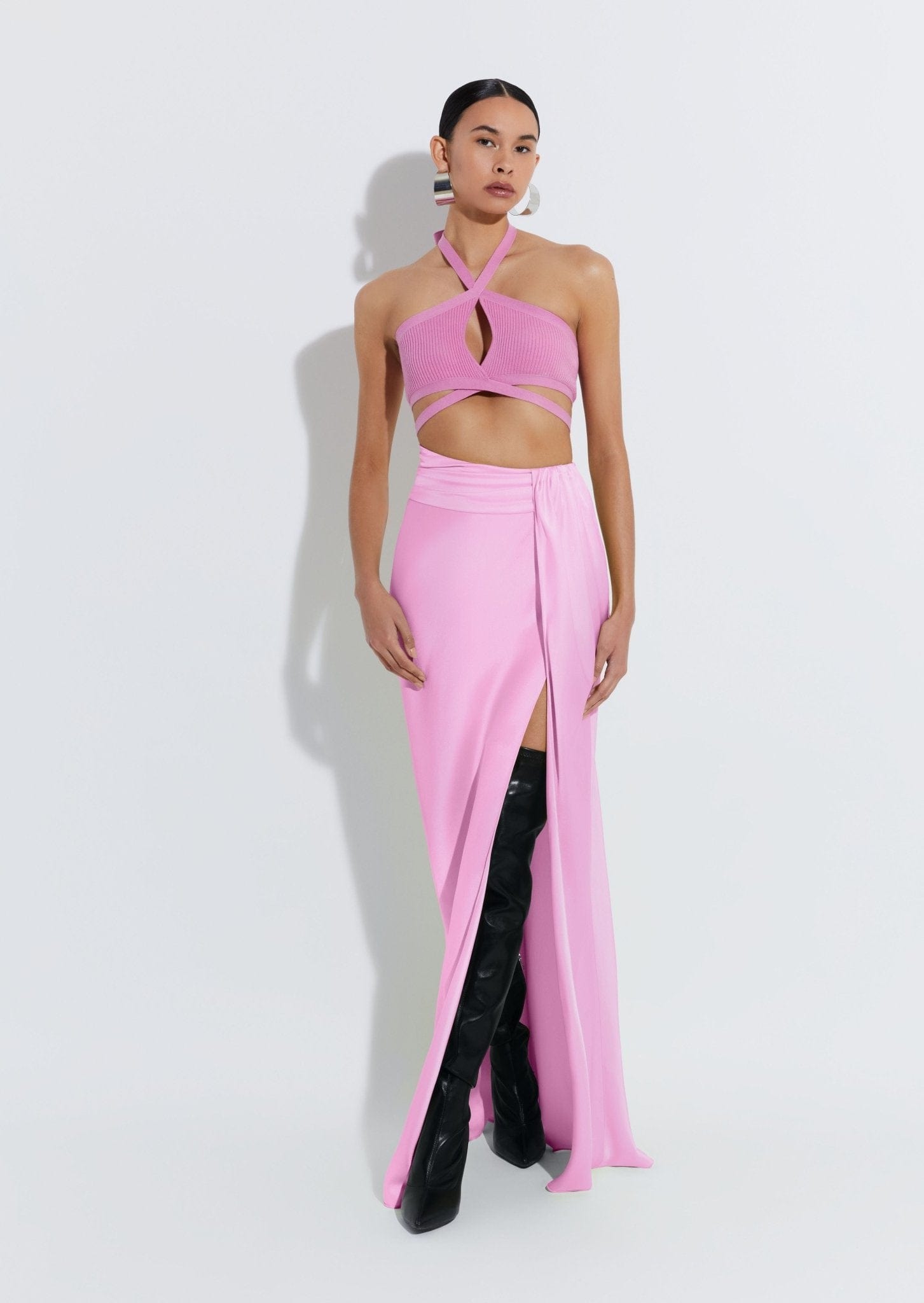 Satin Asymmetric Maxi Skirt