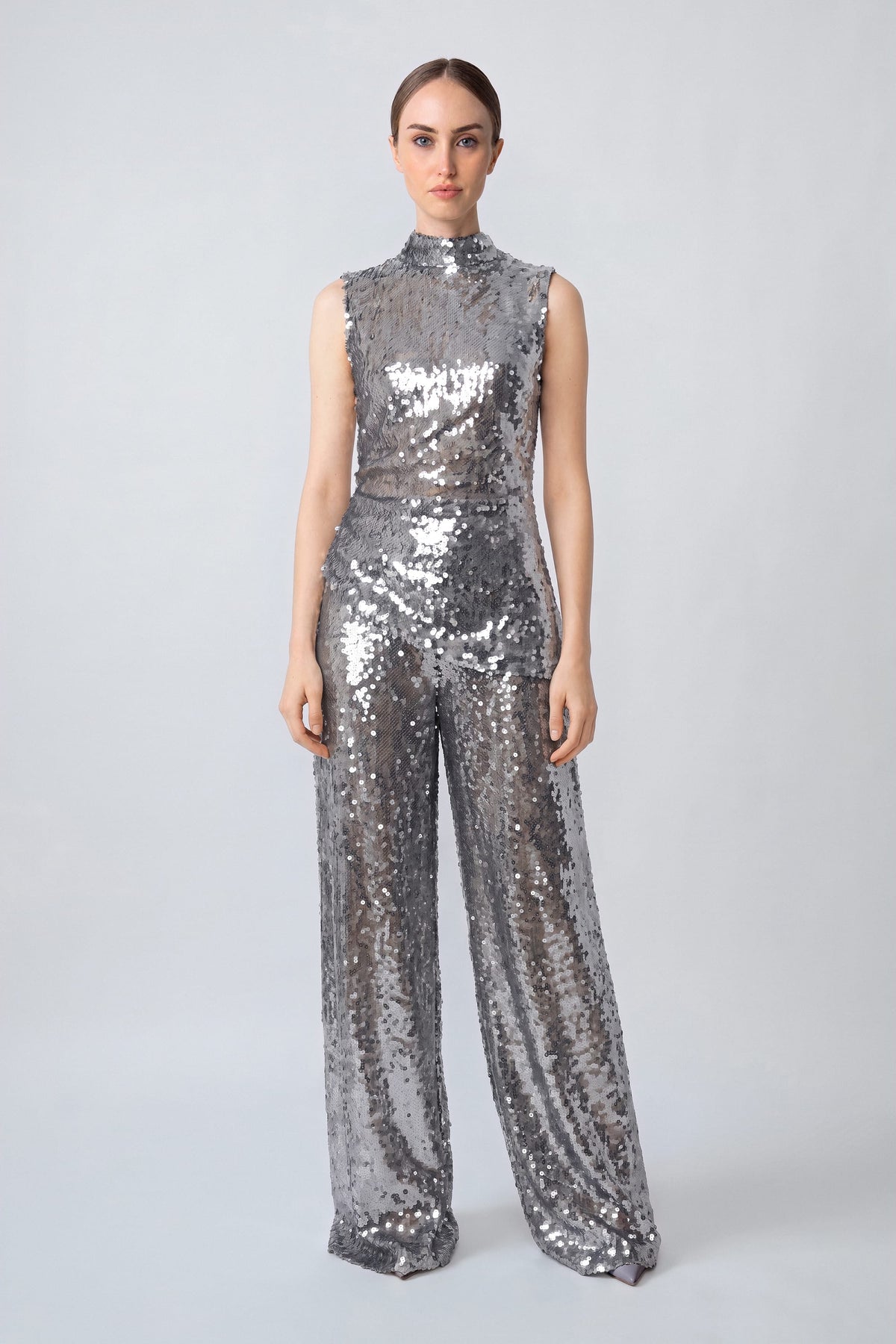 Mesh Sequin Wide Leg Pant - LAPOINTE
