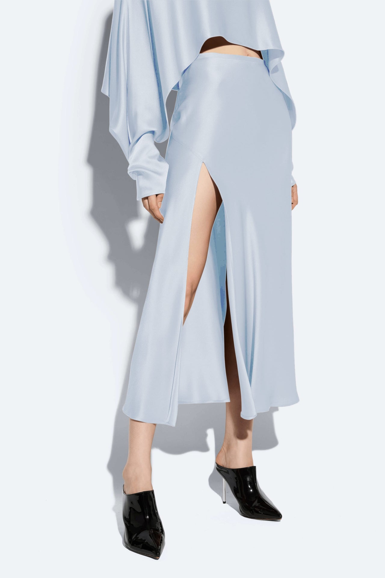 Satin Bias Slit Midi Skirt - LAPOINTE