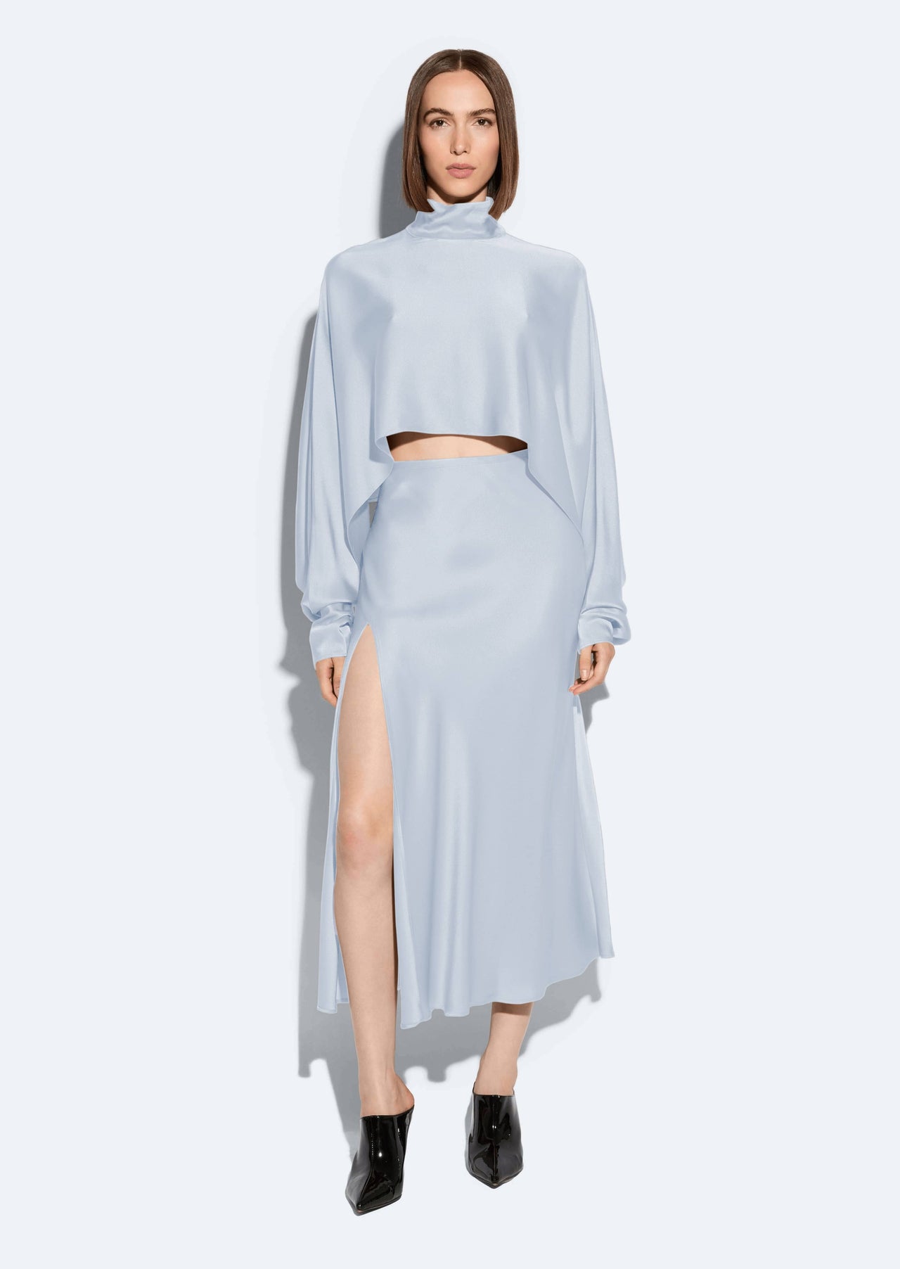 Satin Bias Slit Midi Skirt - LAPOINTE