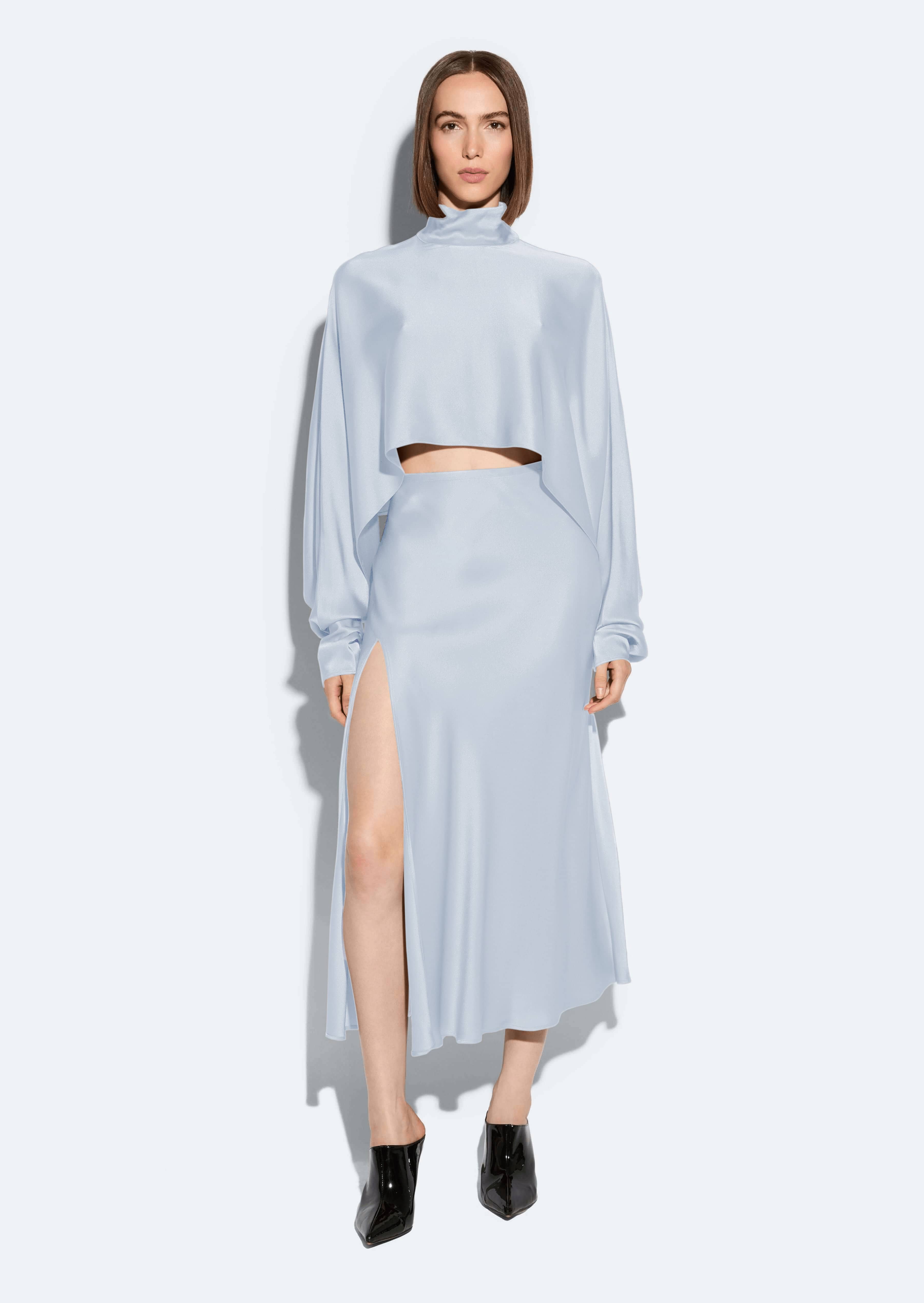 Satin Bias Slit Midi Skirt - LAPOINTE