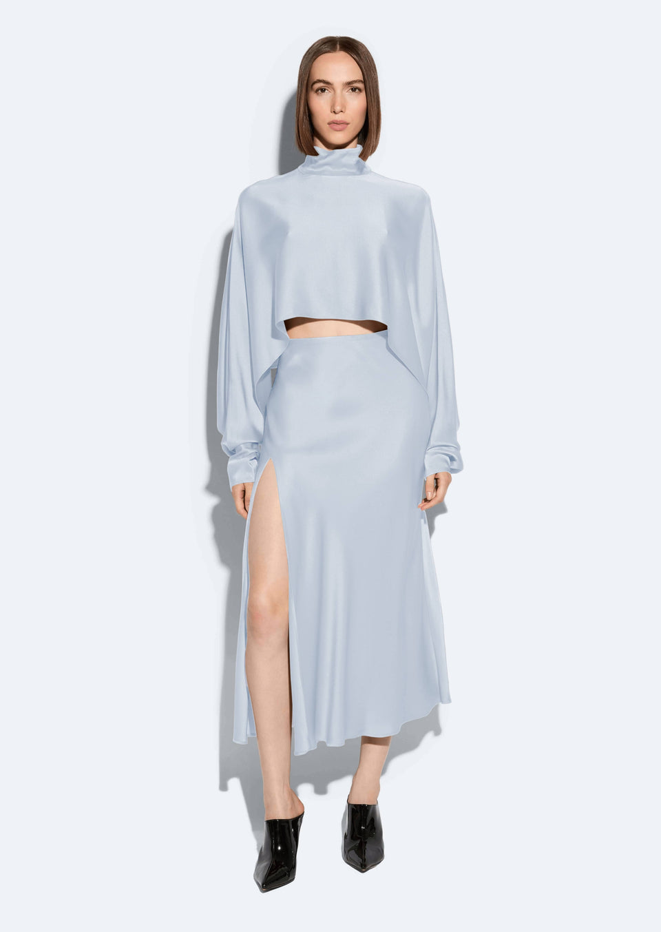 Satin Bias Slit Midi Skirt - LAPOINTE