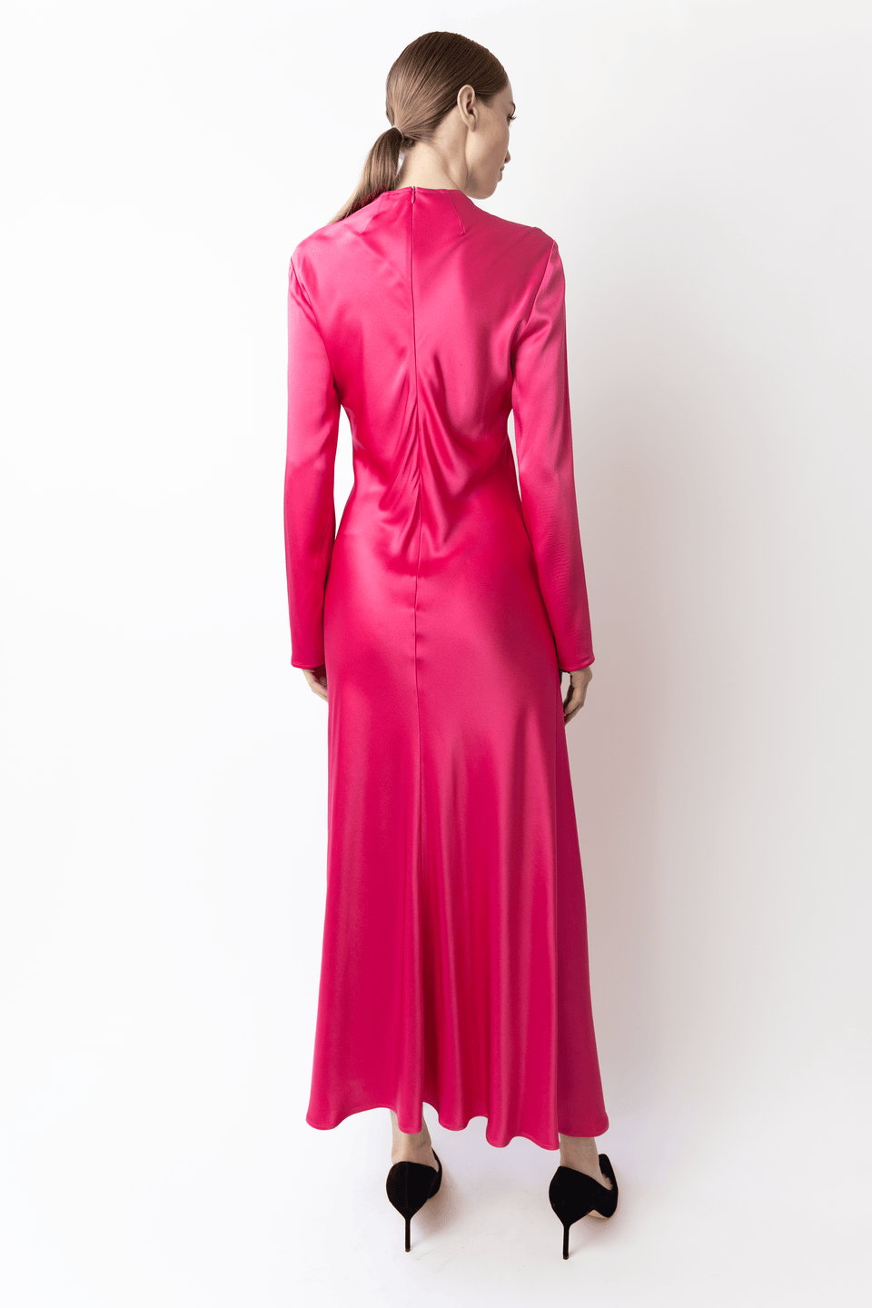 lapointe pink dress $1550 LAPOINTE Women Pink Sequin Turtleneck Side-Slit Maxi Dress Size 8