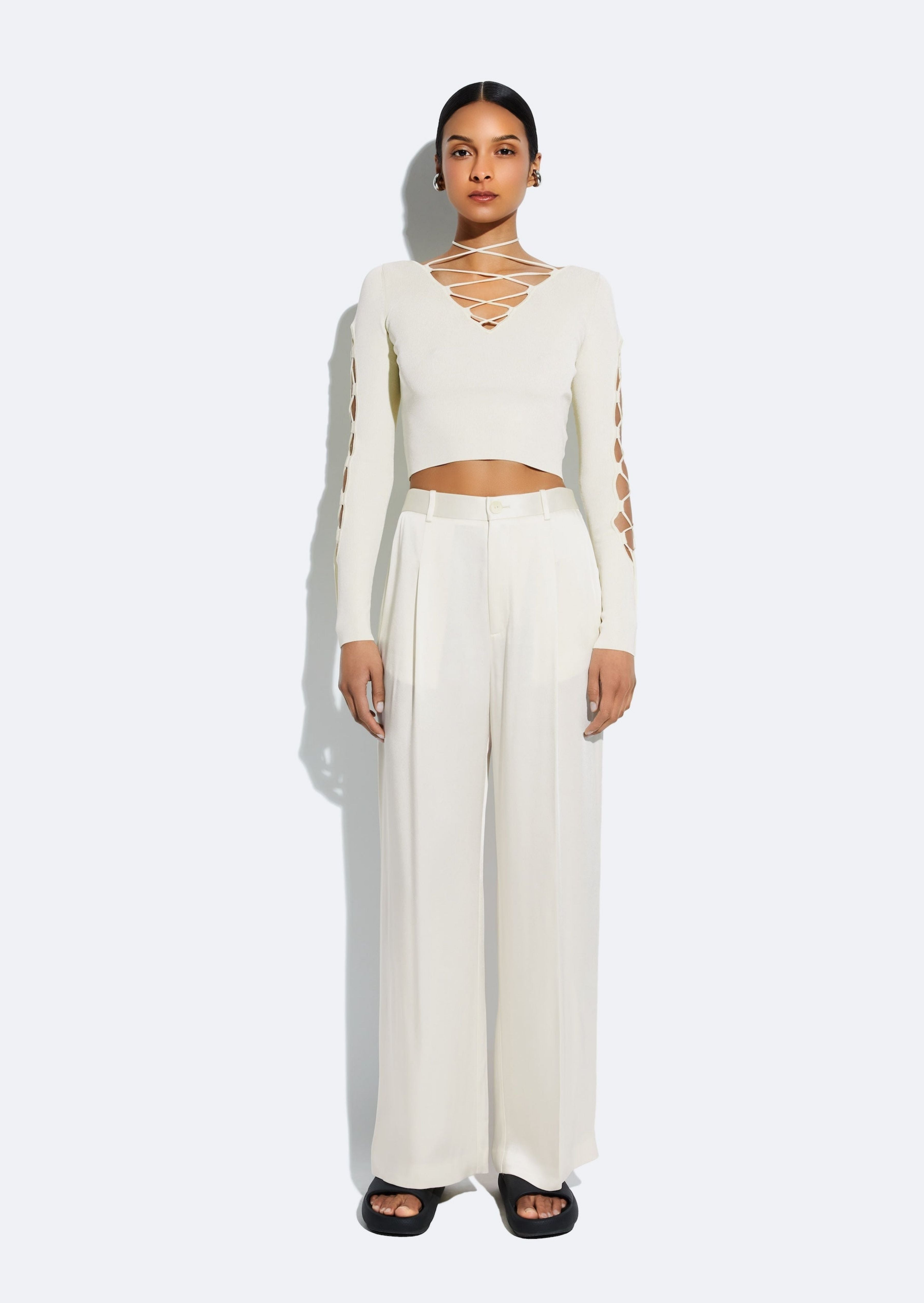 Satin Relaxed Pleated Pant