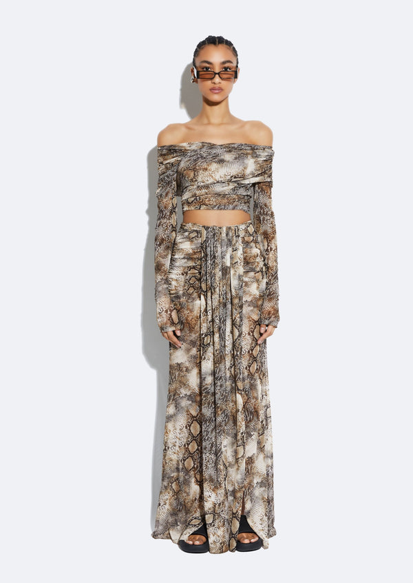 Snake Mesh Draped Skirt