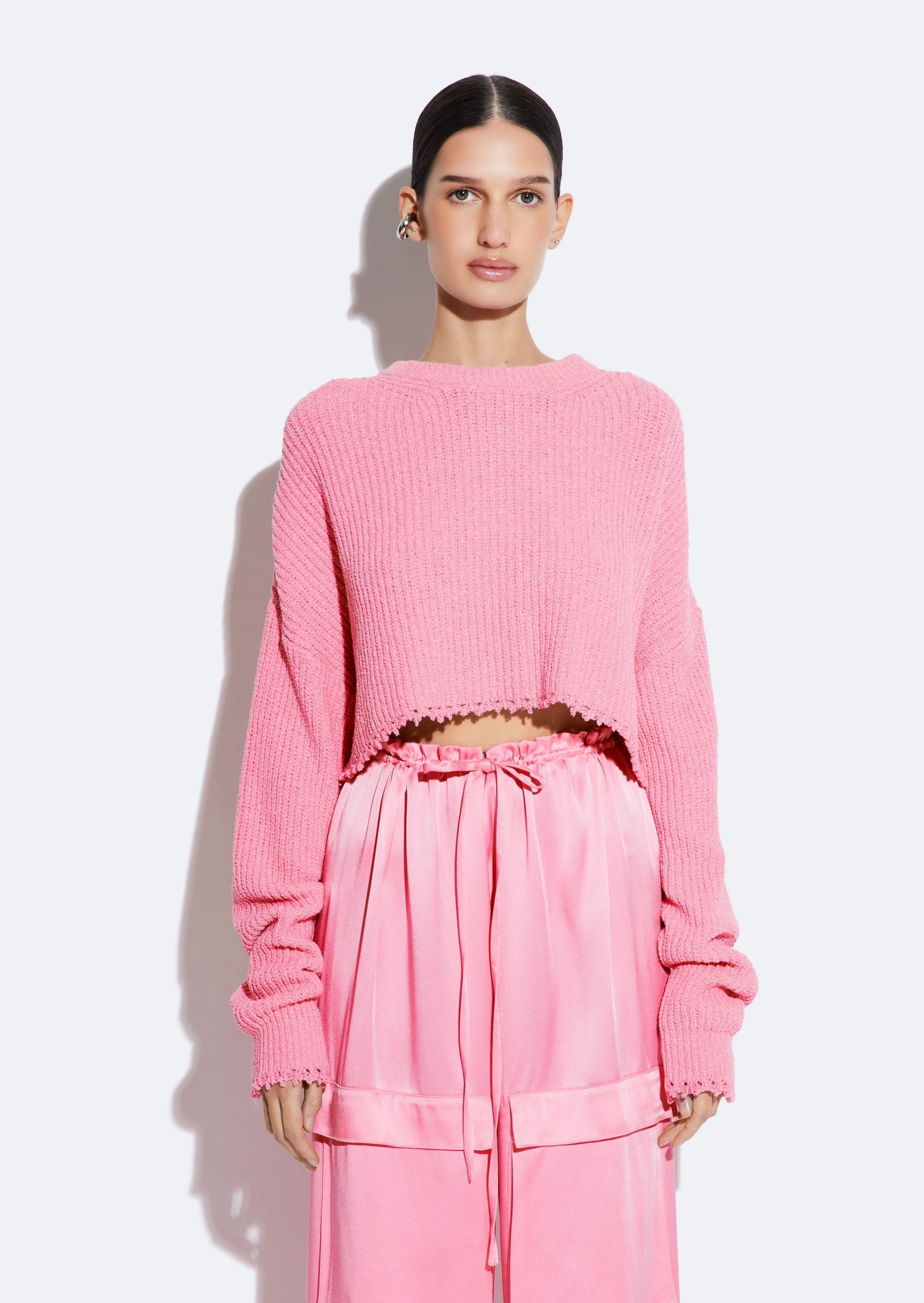 Textured Cotton Sweater in Lotus Pink LAPOINTE