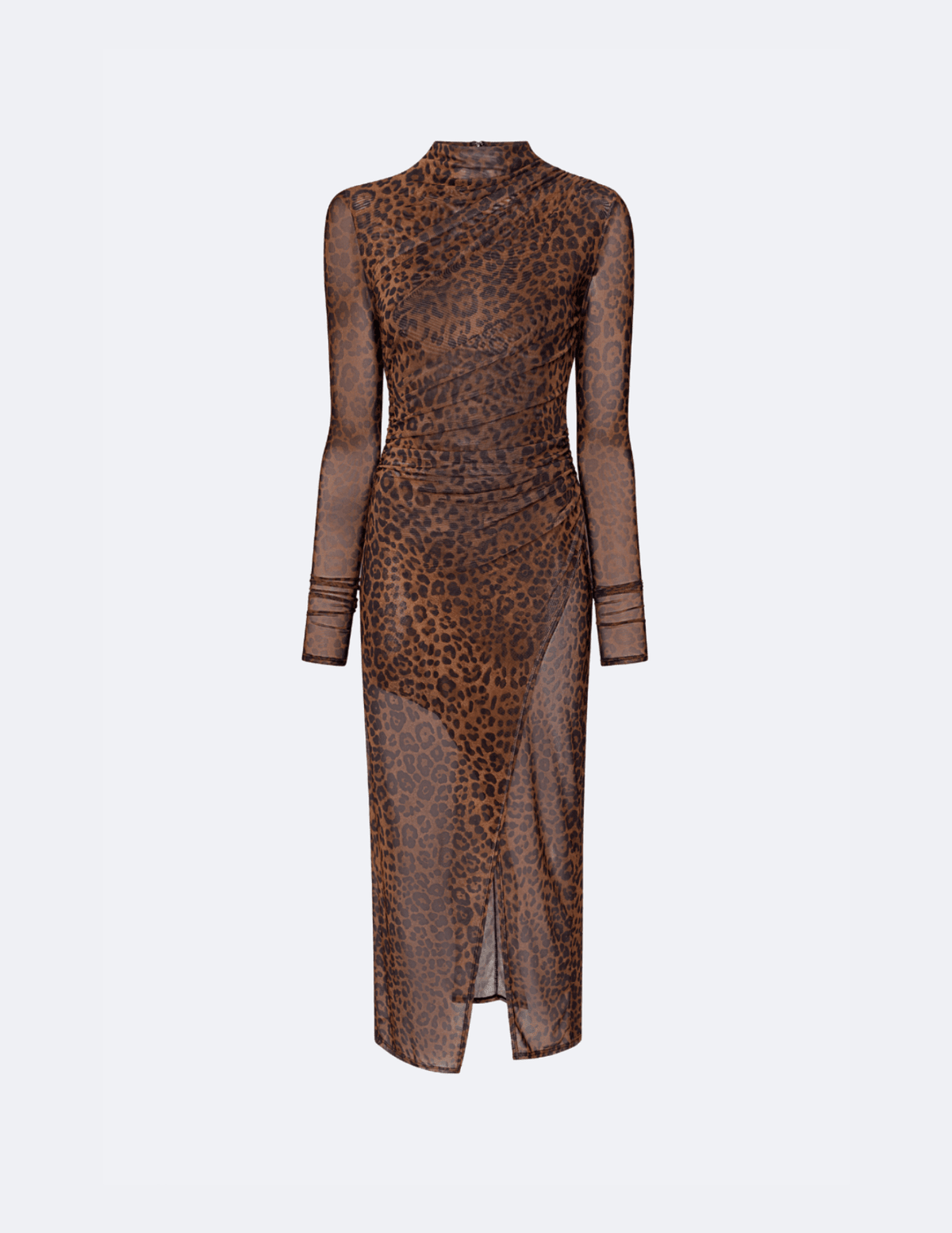 Printed Mesh Draped Midi Dress - LAPOINTE