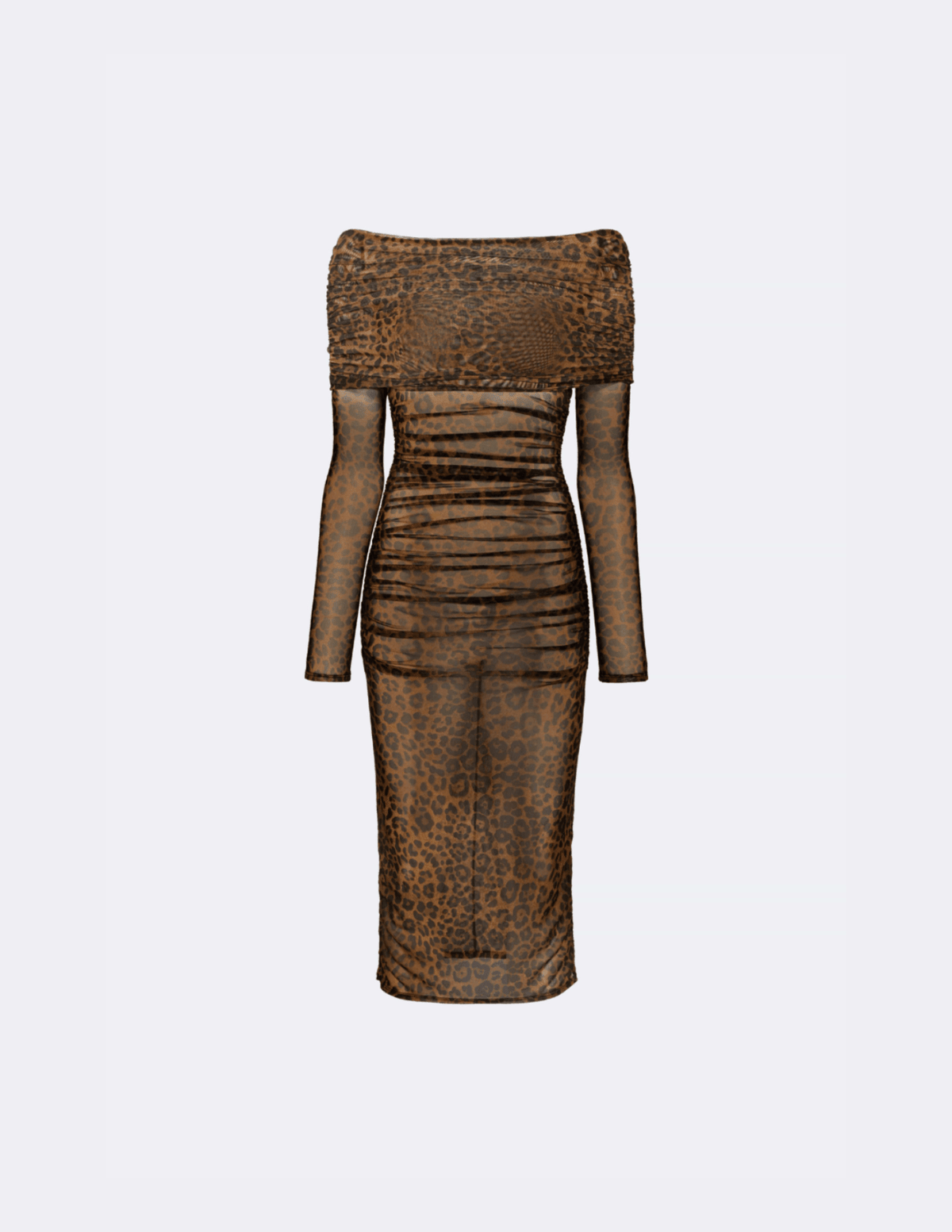 Printed Mesh Off Shoulder Midi Dress - LAPOINTE