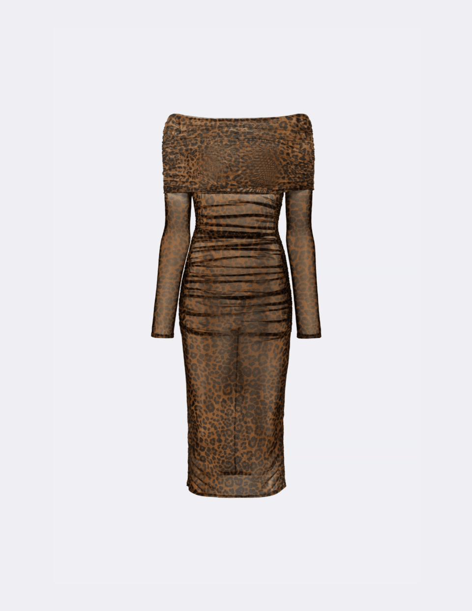 Printed Mesh Off Shoulder Midi Dress - LAPOINTE