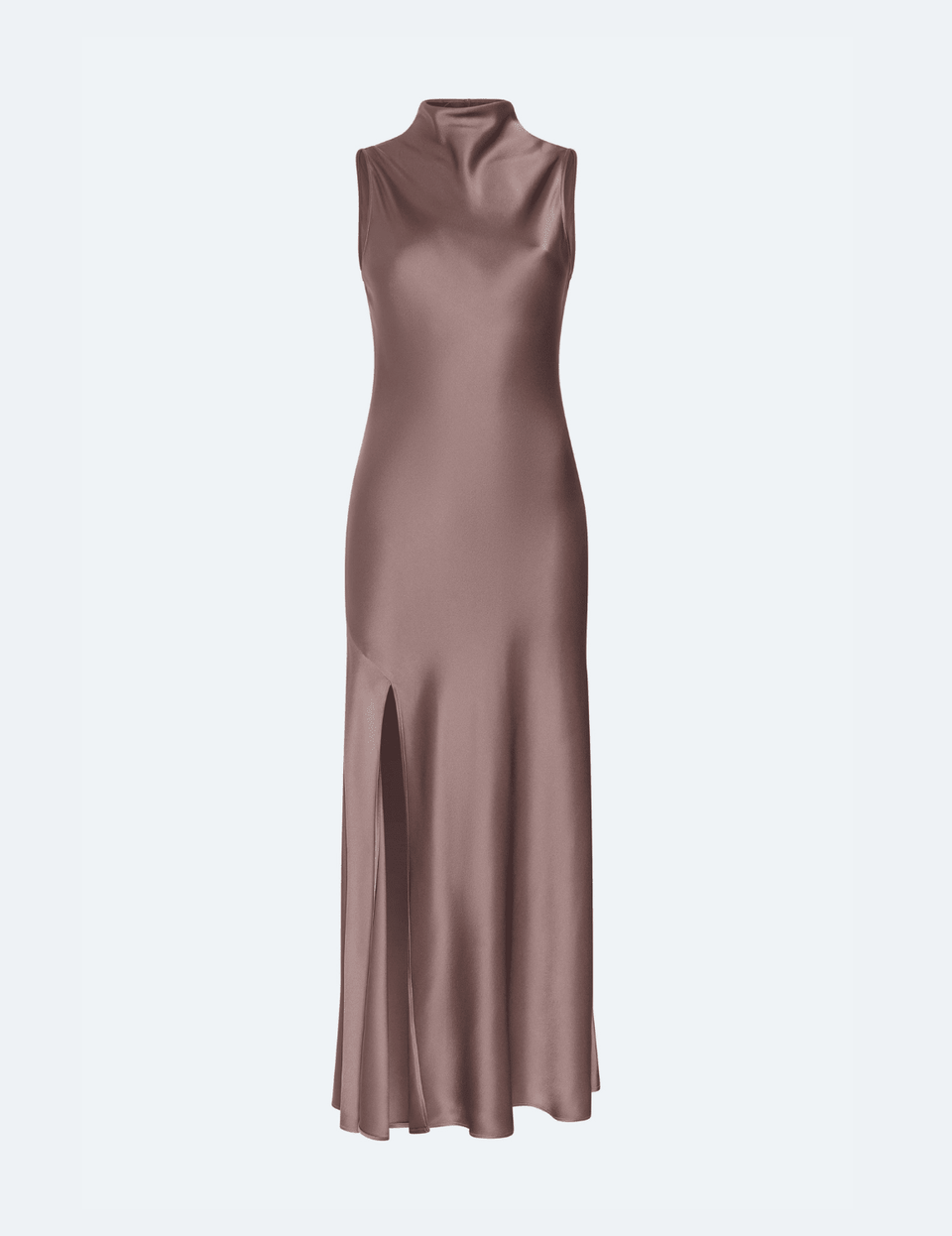 Satin Drape Neck Sleeveless Dress - LAPOINTE