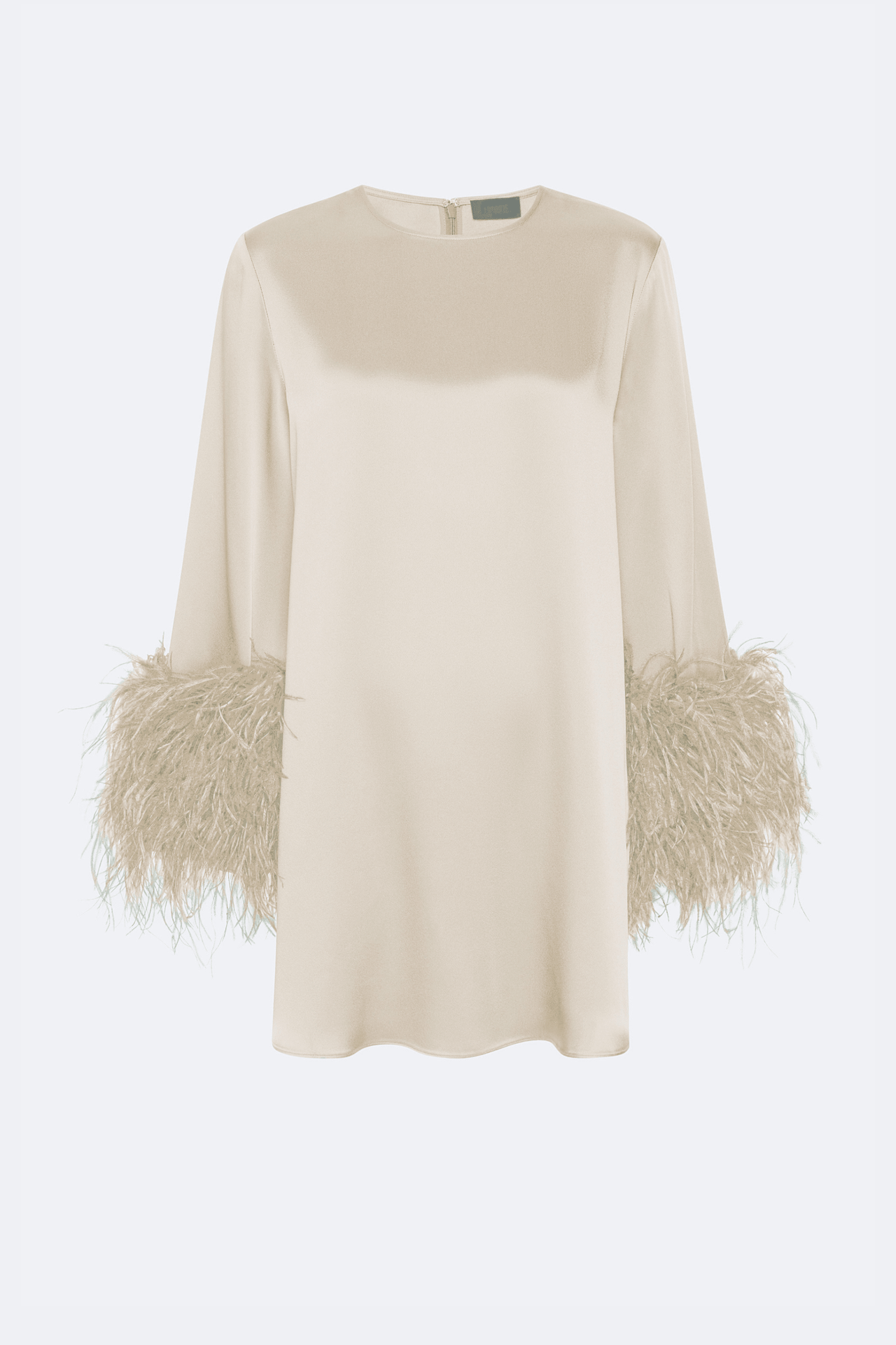 Satin Dress With Feathers - LAPOINTE