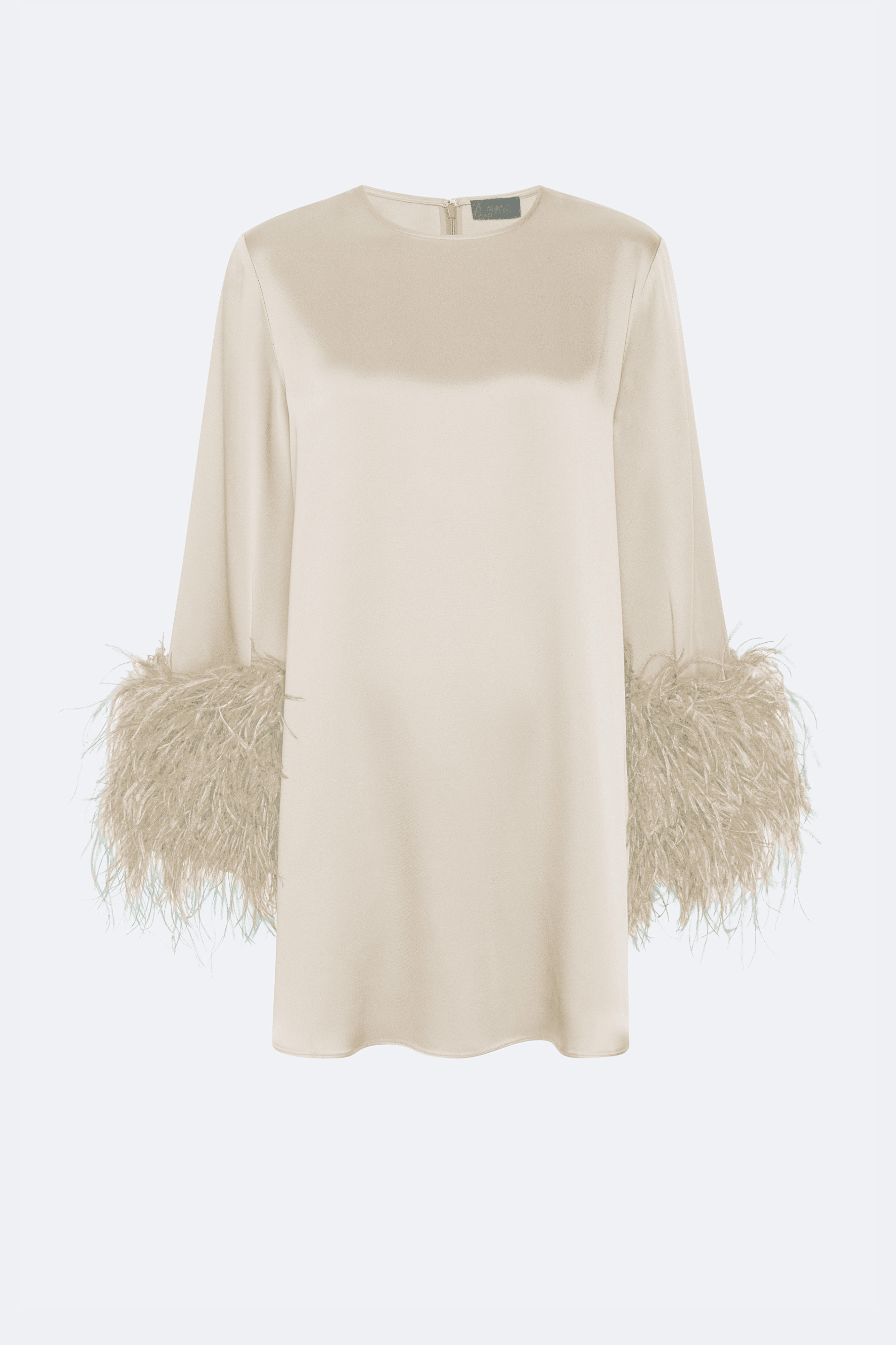 Satin Dress With Feathers - LAPOINTE