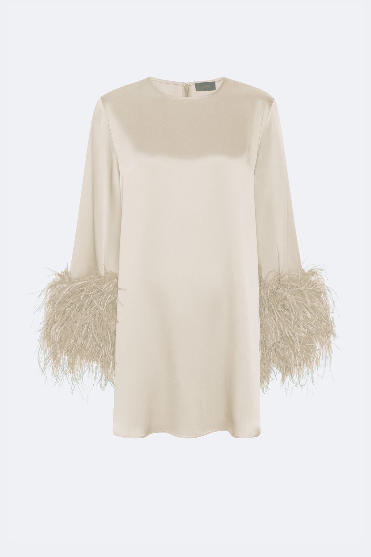 Satin Dress With Feathers - LAPOINTE