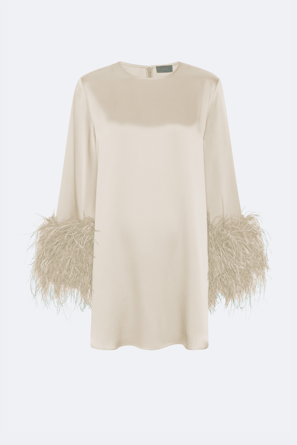 Satin Dress With Feathers - LAPOINTE