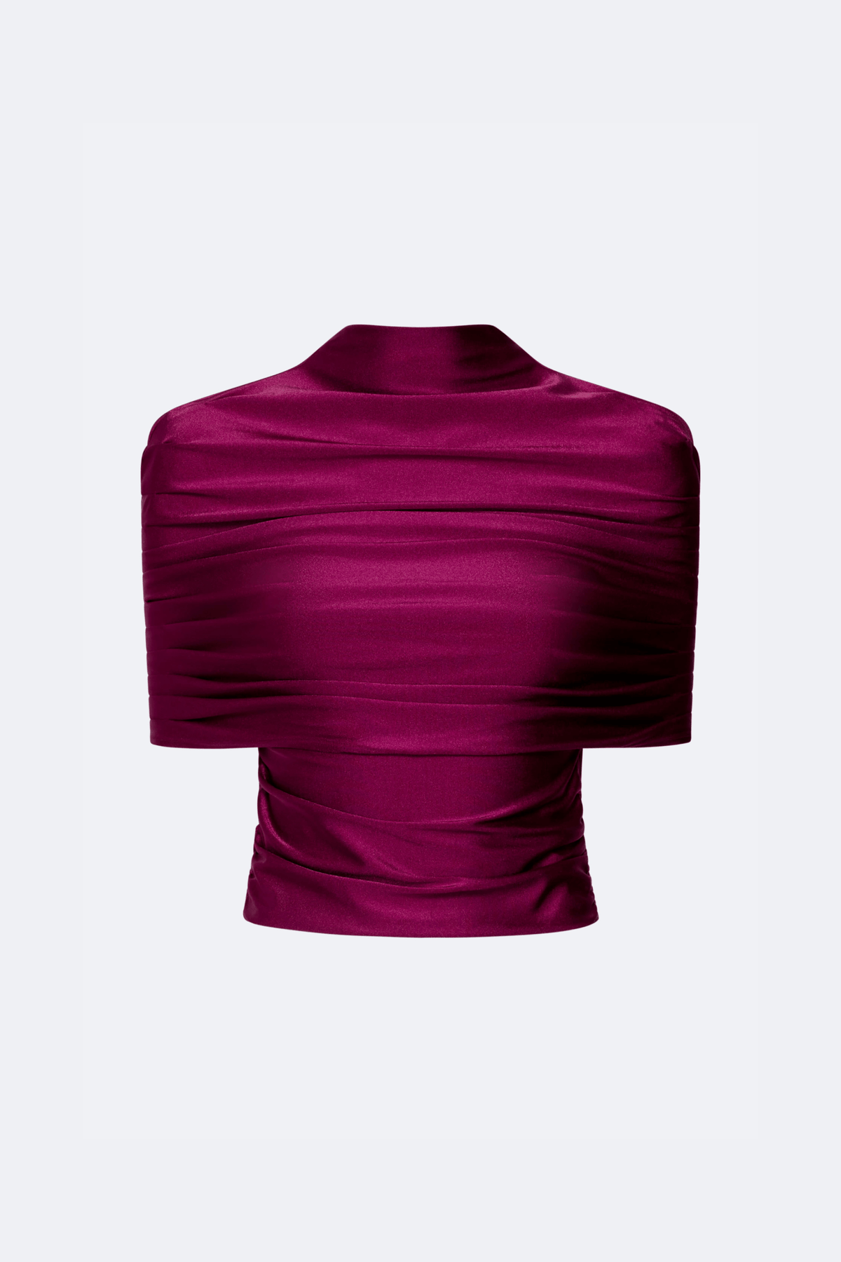 Shine Jersey Mock Neck Ruched Top