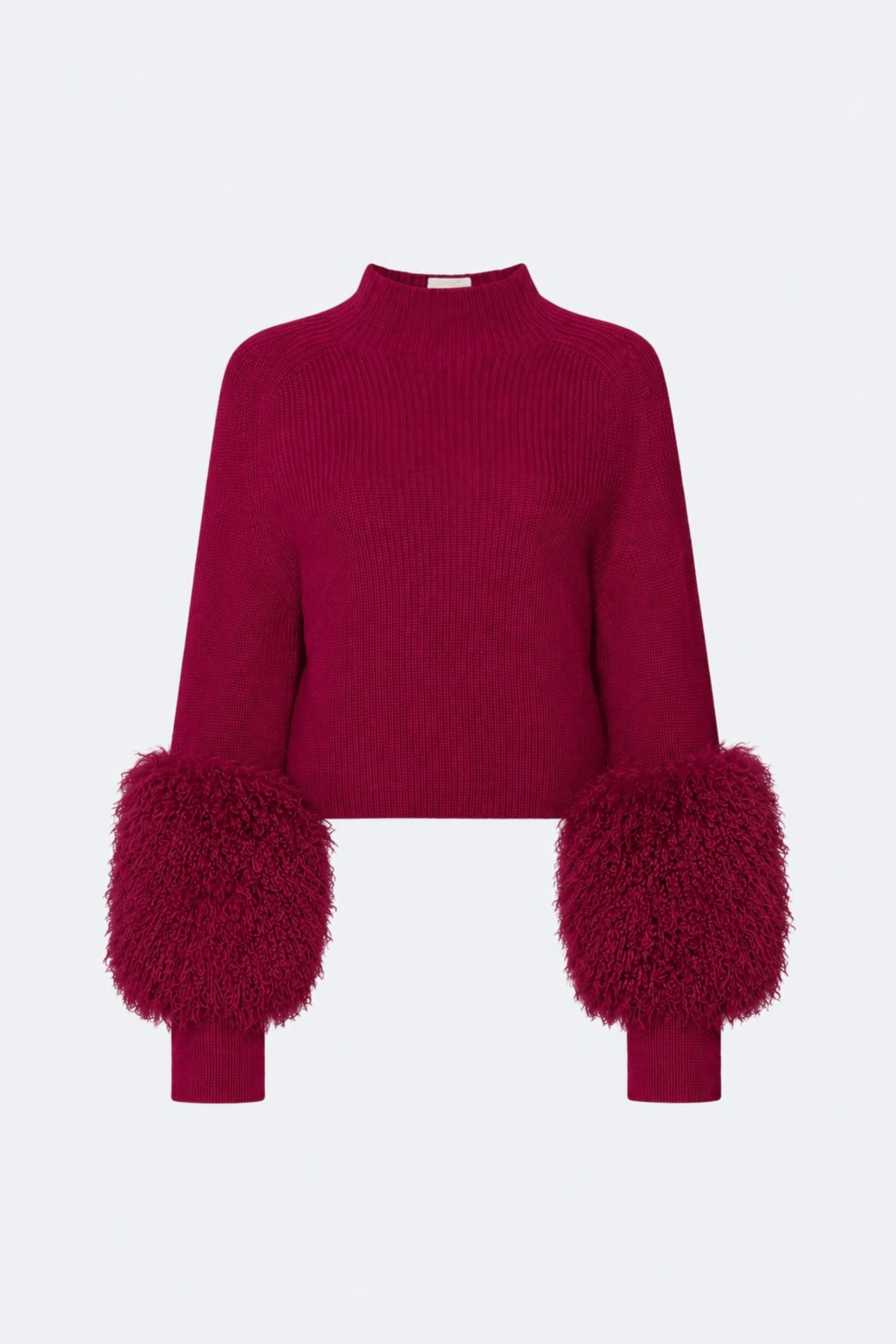 Merino Mock Neck Sweater With Faux Shearling