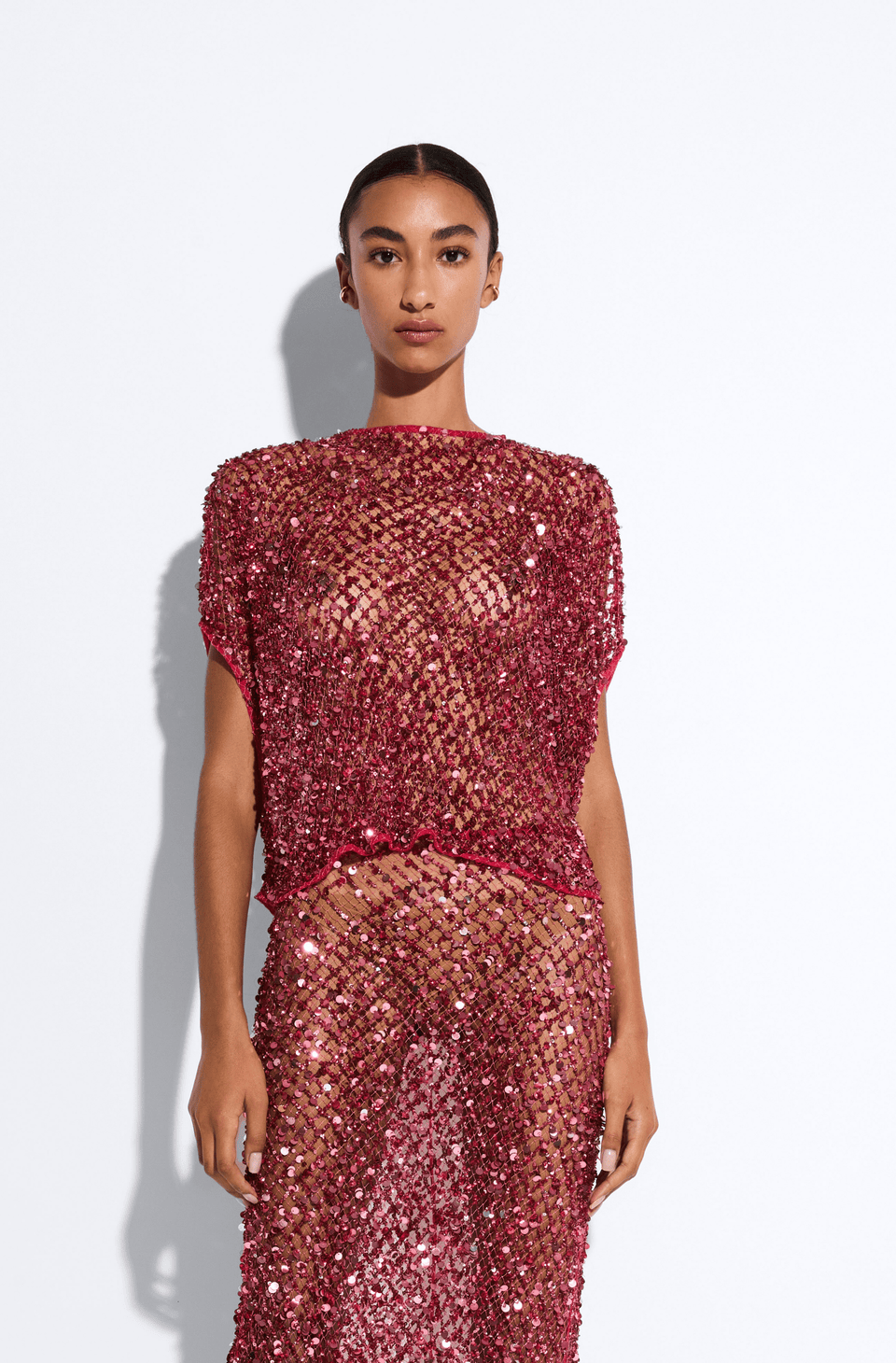 Net Mesh Sequin Cape Tee - LAPOINTE