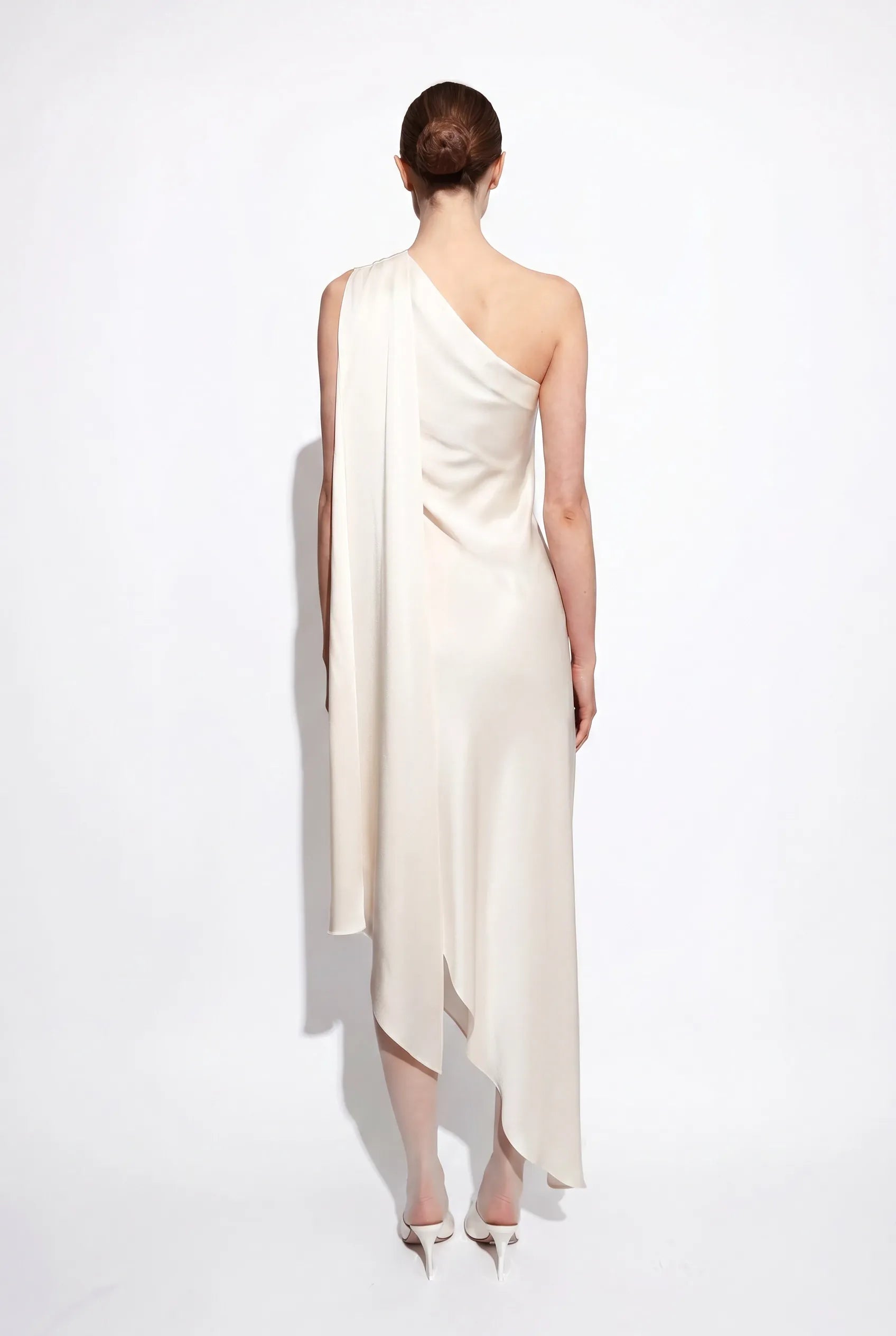 Lightweight Satin One Shoulder Dress - LAPOINTE