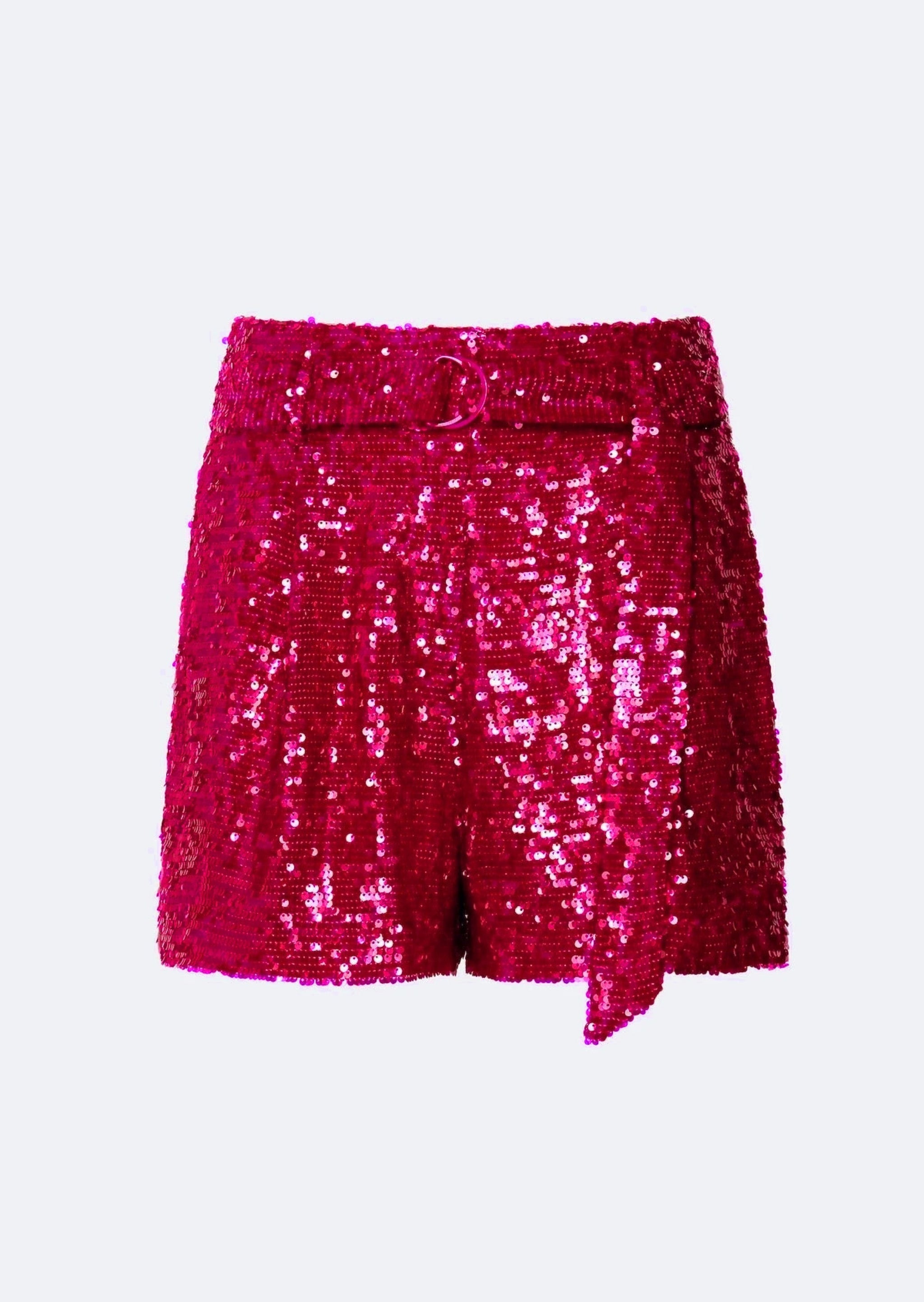 Sequin Belted Shorts