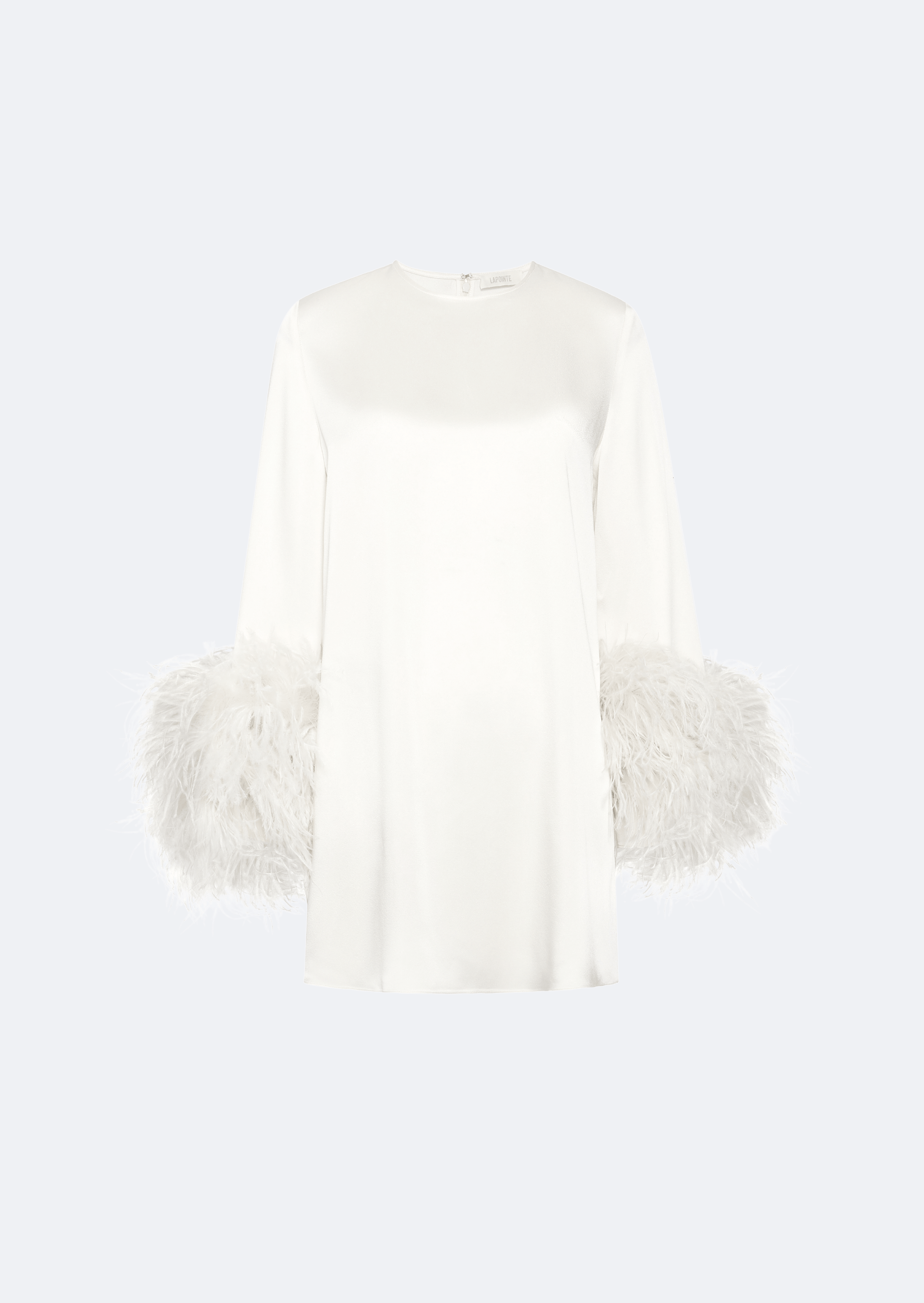 Satin Shift Dress With Feathers - LAPOINTE