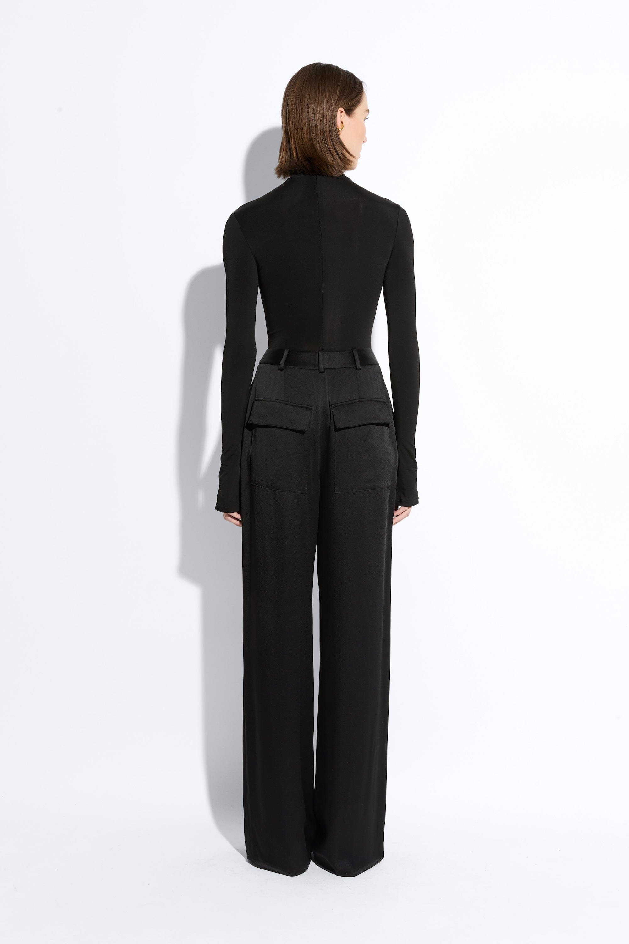 Jersey Mock Neck Bodysuit in Black Black | LAPOINTE
