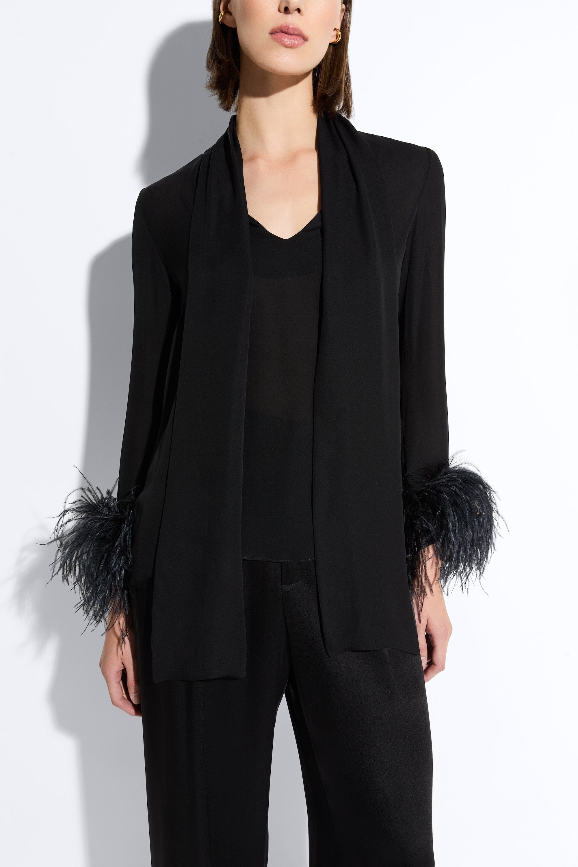 Lightweight Georgette Scarf Top With Feathers