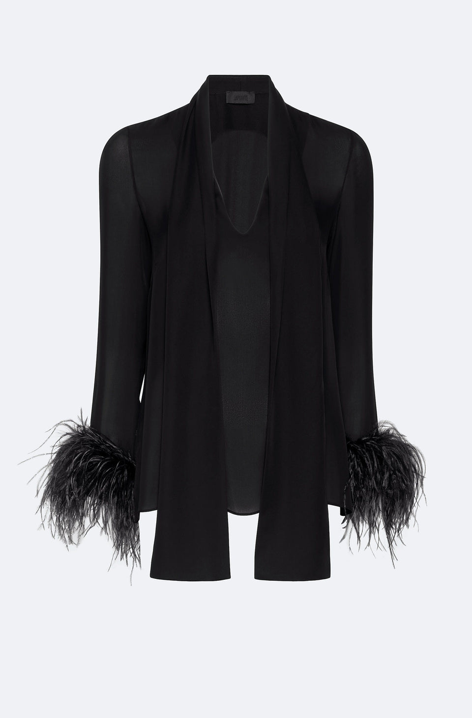 Lightweight Georgette Scarf Top With Feathers