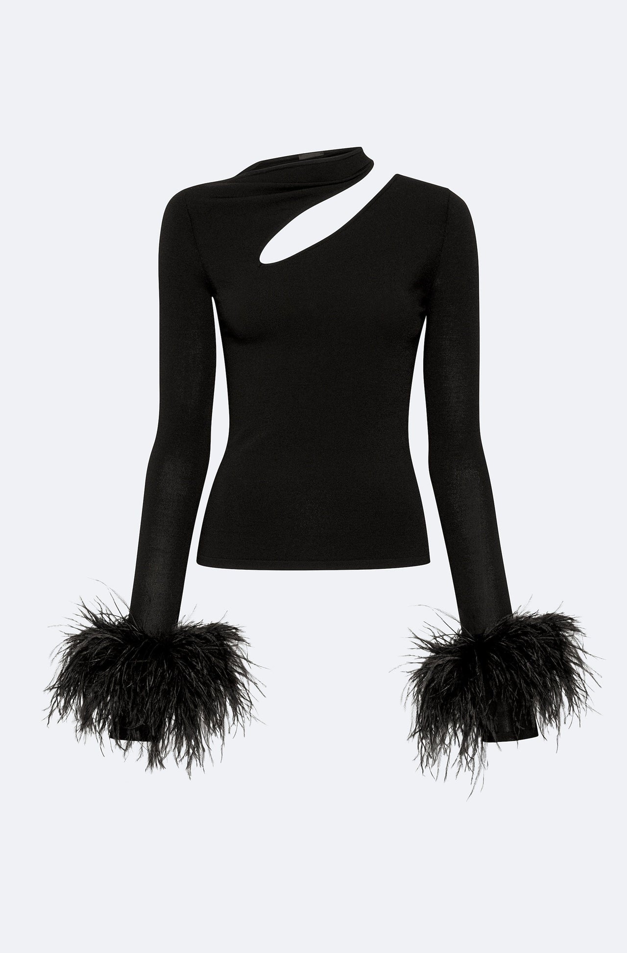 Matte Viscose Asymmetric Top With Feathers