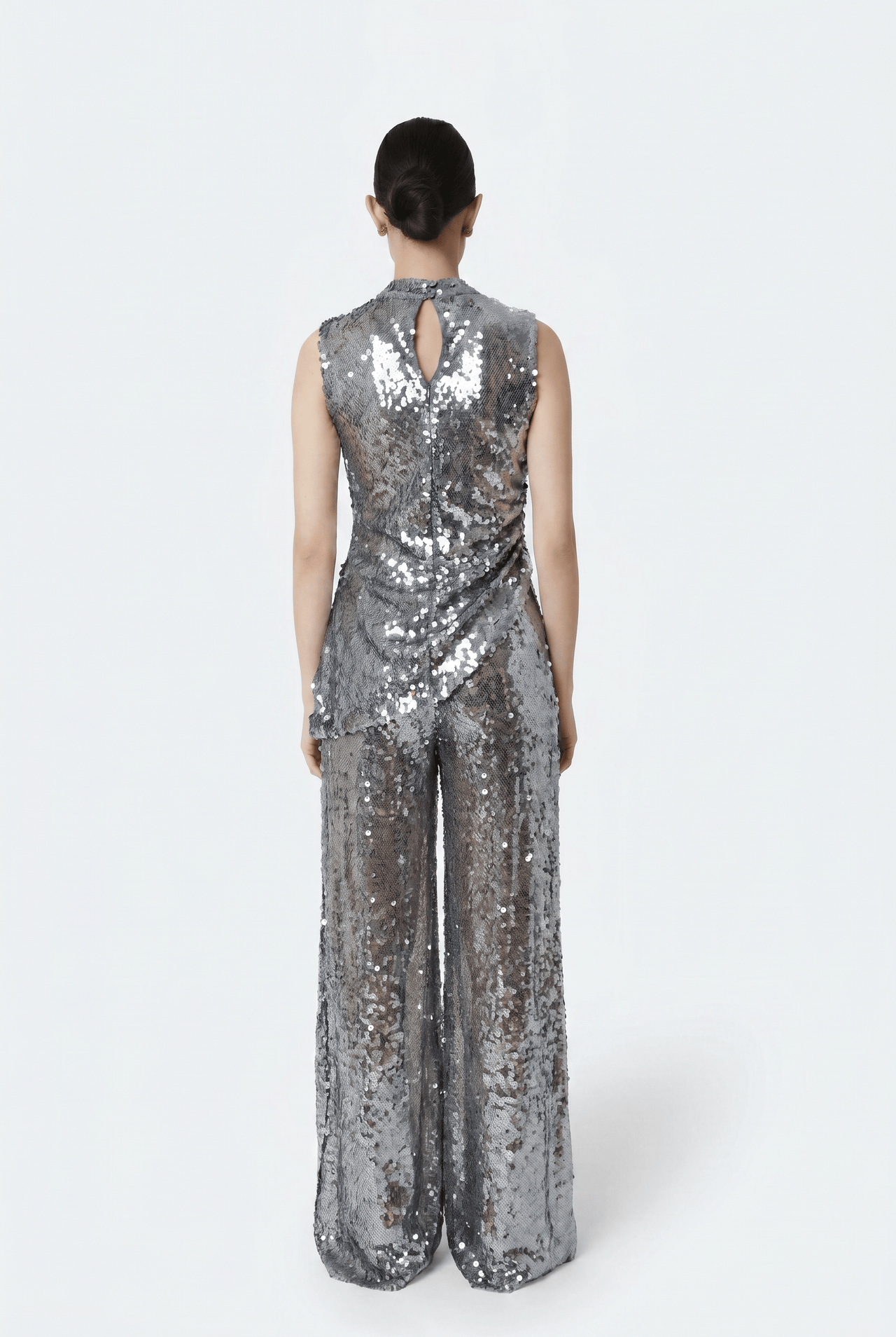 Mesh Sequin Wide Leg Pant