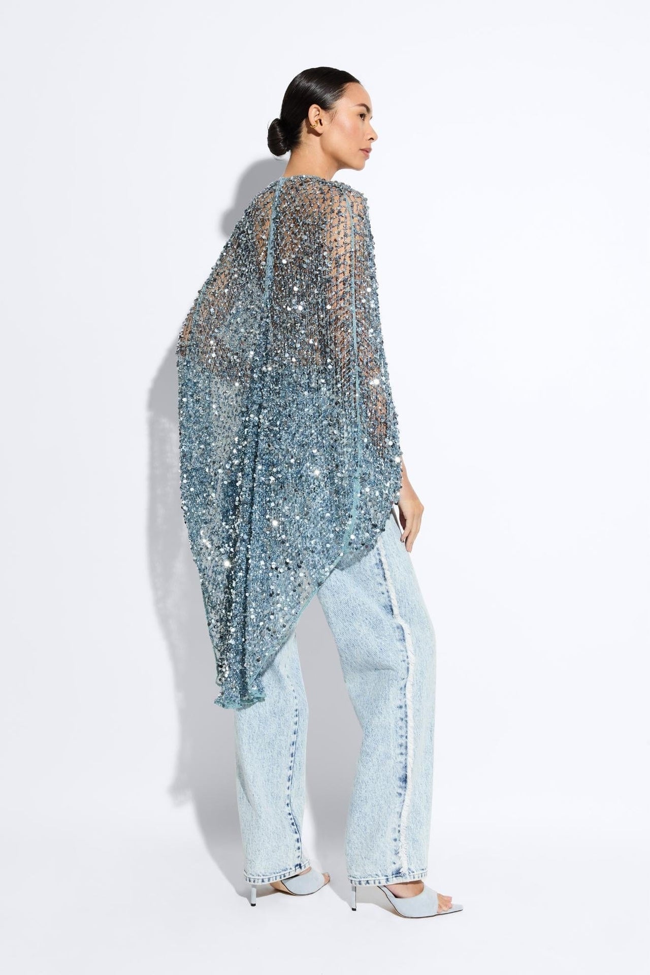 Net Mesh Sequin Oversized Cape Tee - LAPOINTE