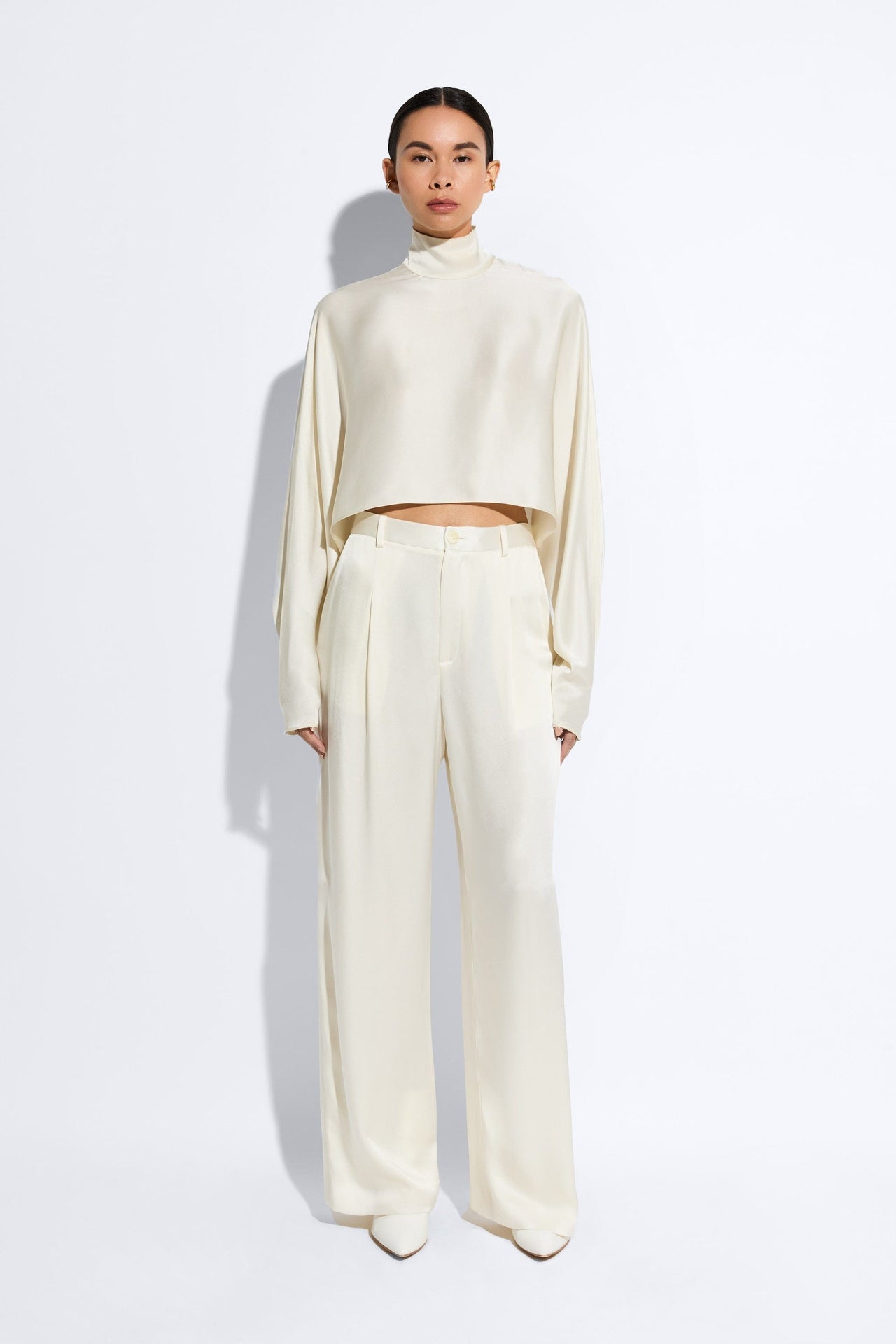 Satin Relaxed Pleated Pant