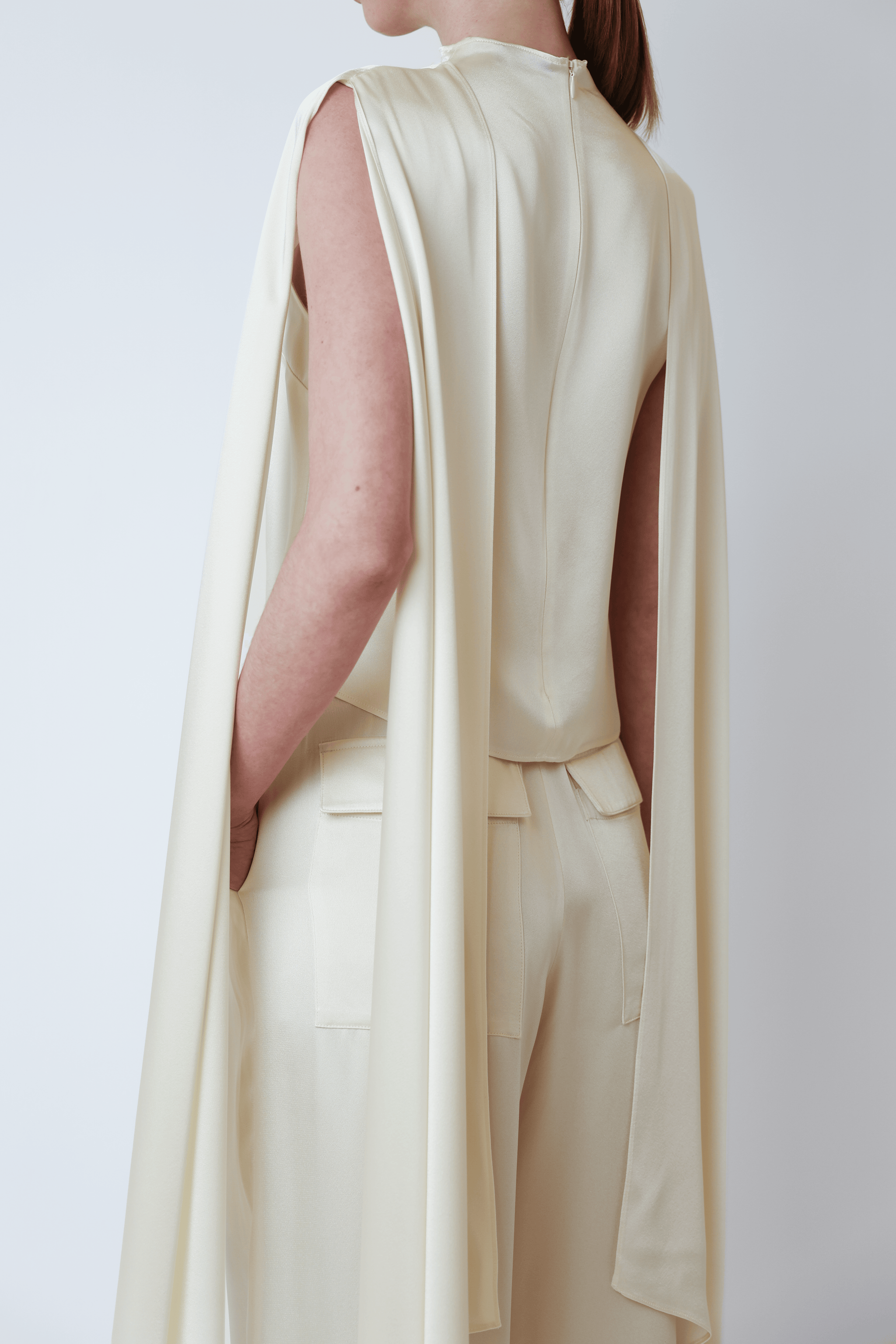 Satin Cape Sleeve Top - LAPOINTE