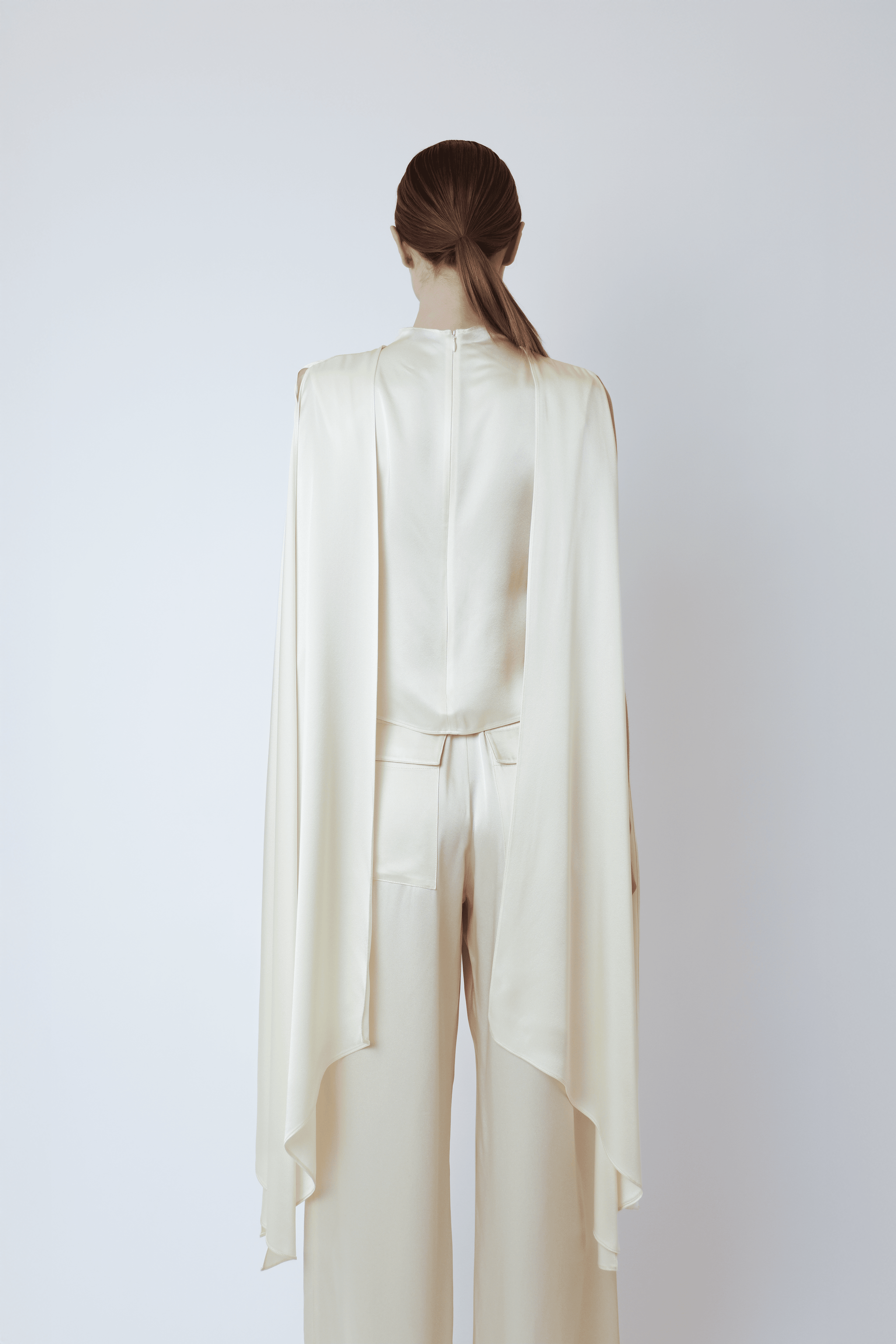 Satin Cape Sleeve Top - LAPOINTE