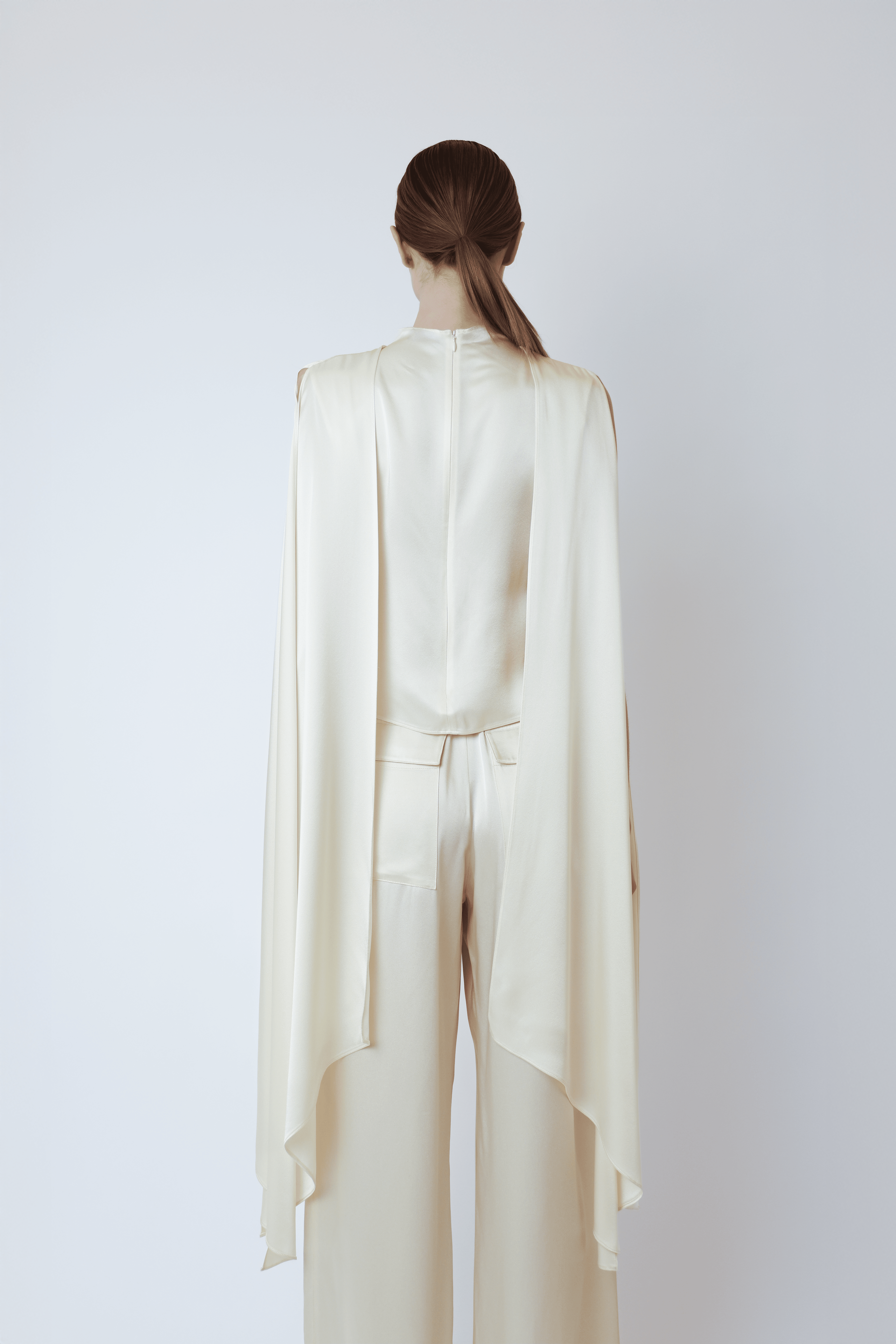 Satin Cape Sleeve Top - LAPOINTE