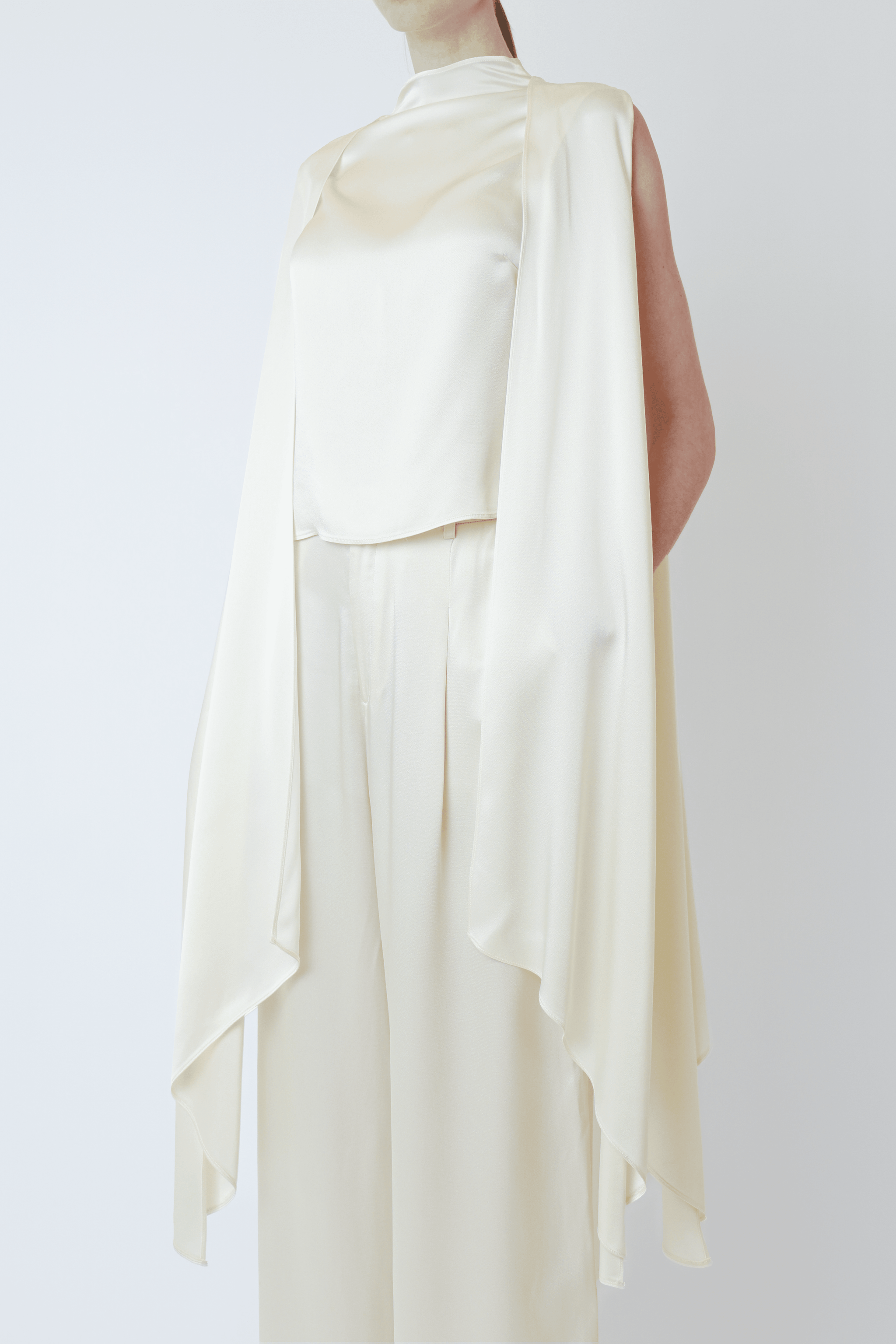 Satin Cape Sleeve Top - LAPOINTE