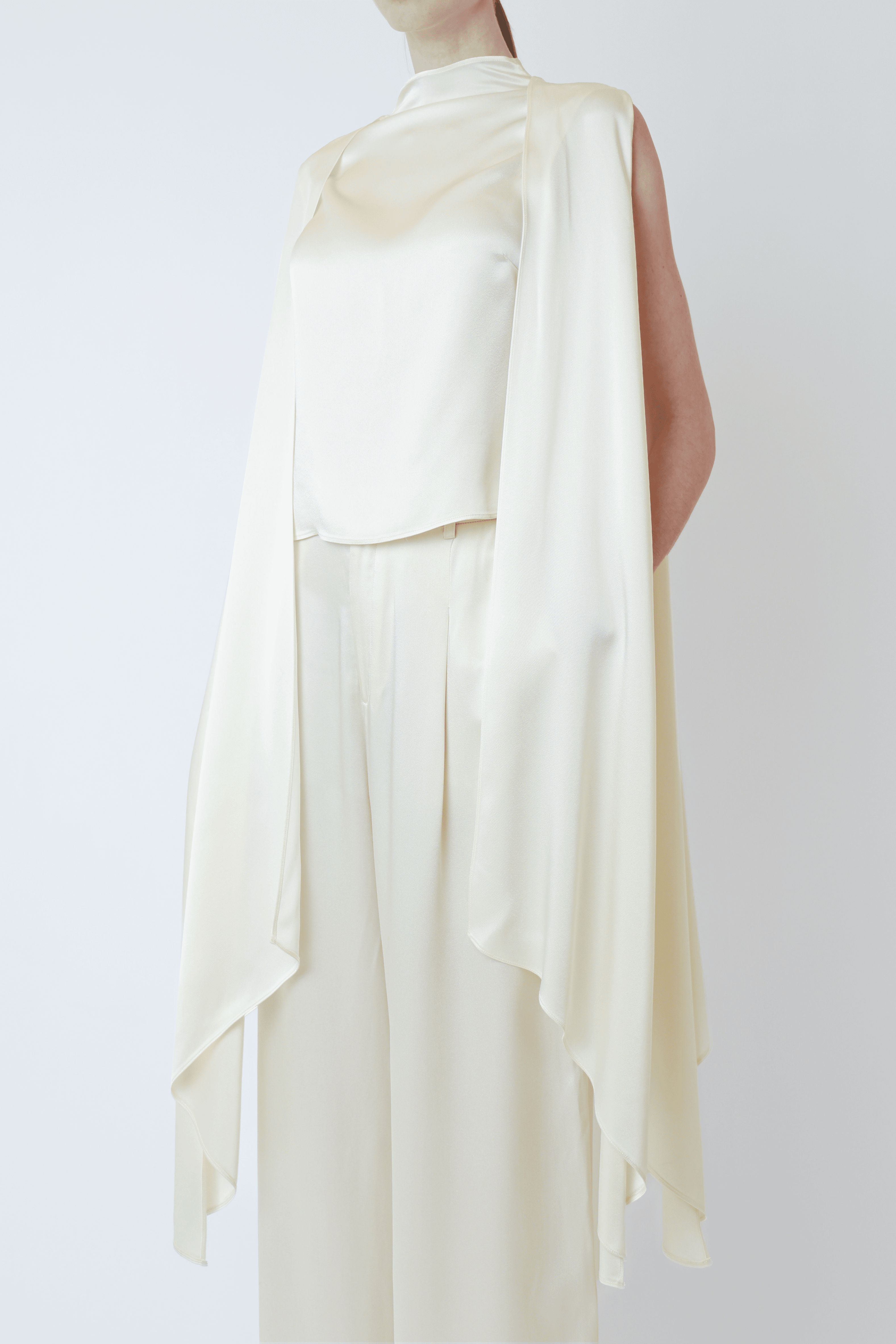 Satin Cape Sleeve Top - LAPOINTE