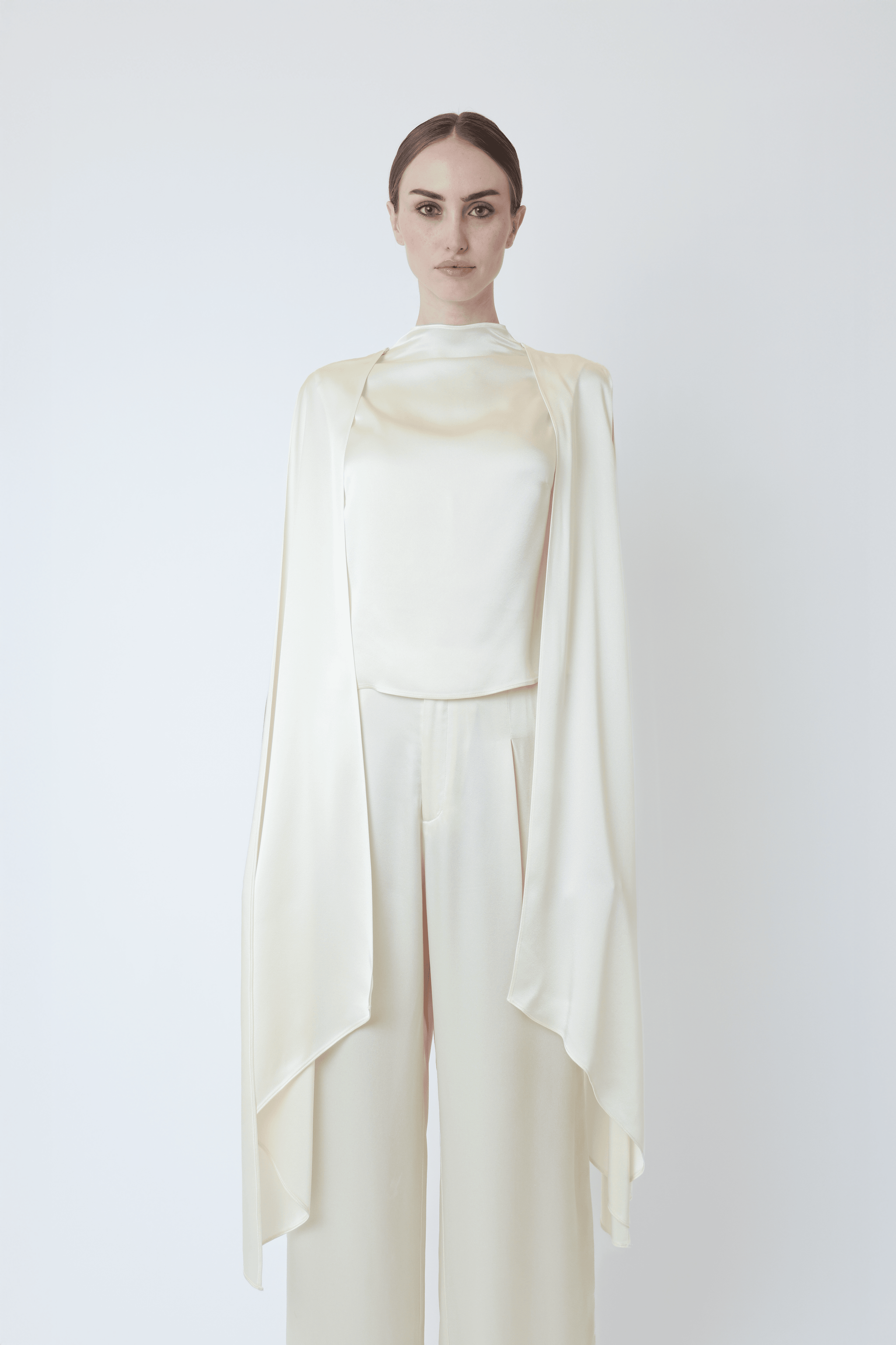 Satin Cape Sleeve Top - LAPOINTE