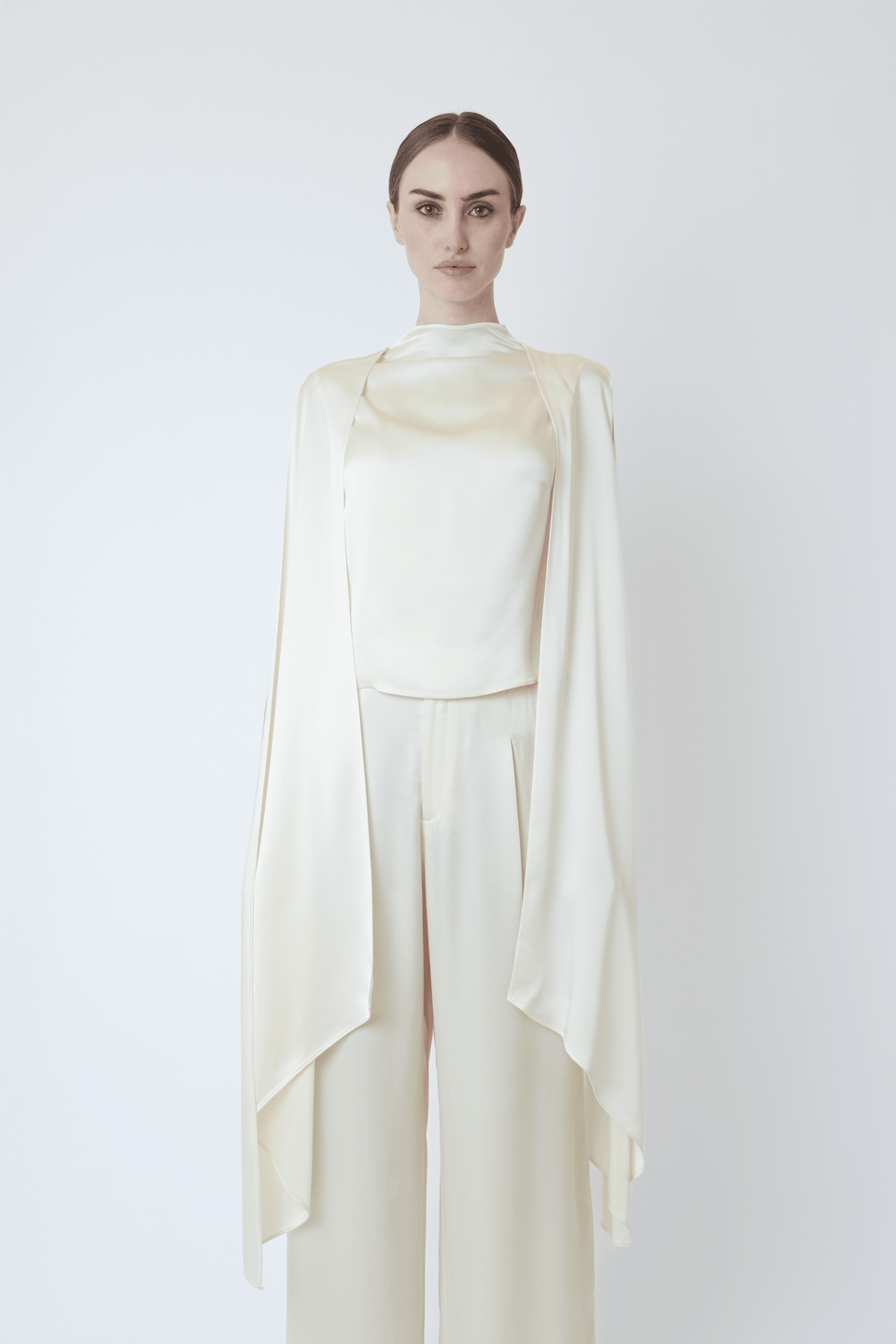 Satin Cape Sleeve Top - LAPOINTE