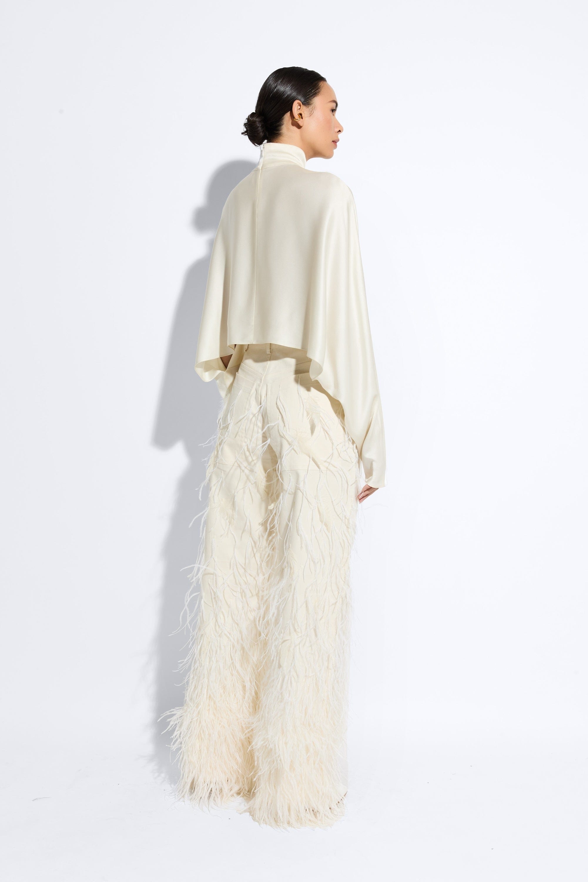 Stretch Cotton Twill Slouchy Pant With Feathers - LAPOINTE