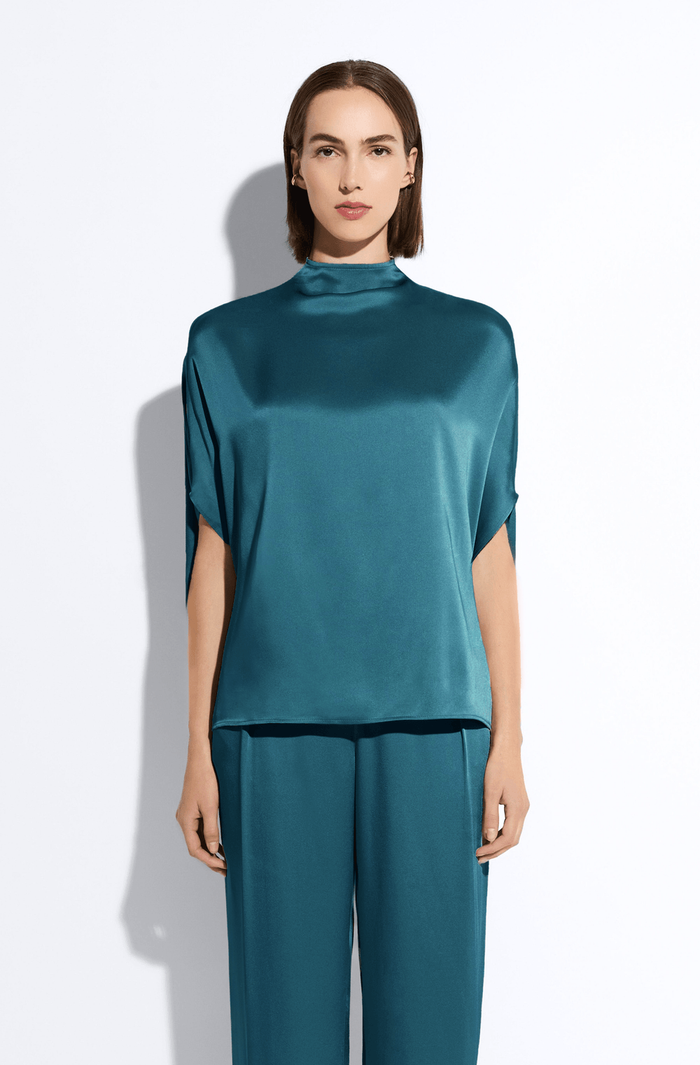 Satin Cape Tee in Dark brown Dark Brown | LAPOINTE