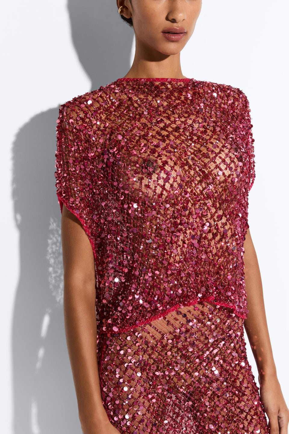 Net Mesh Sequin Cape Tee - LAPOINTE