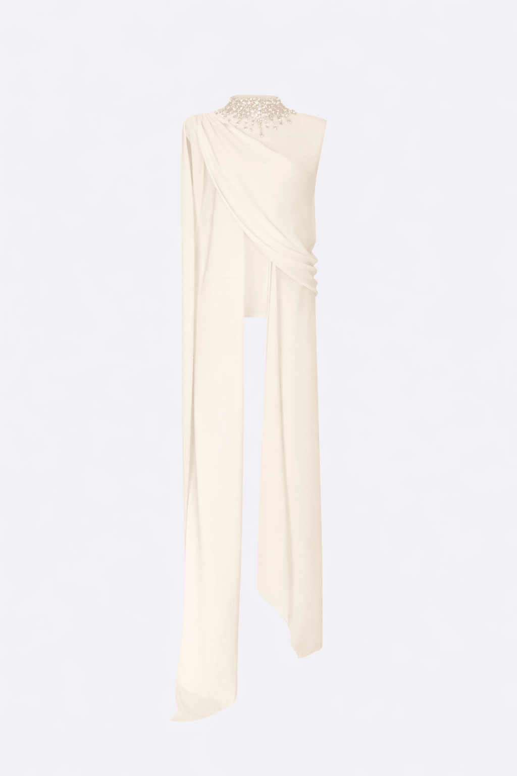 Georgette Draped Scarf Top With Embroidery - LAPOINTE