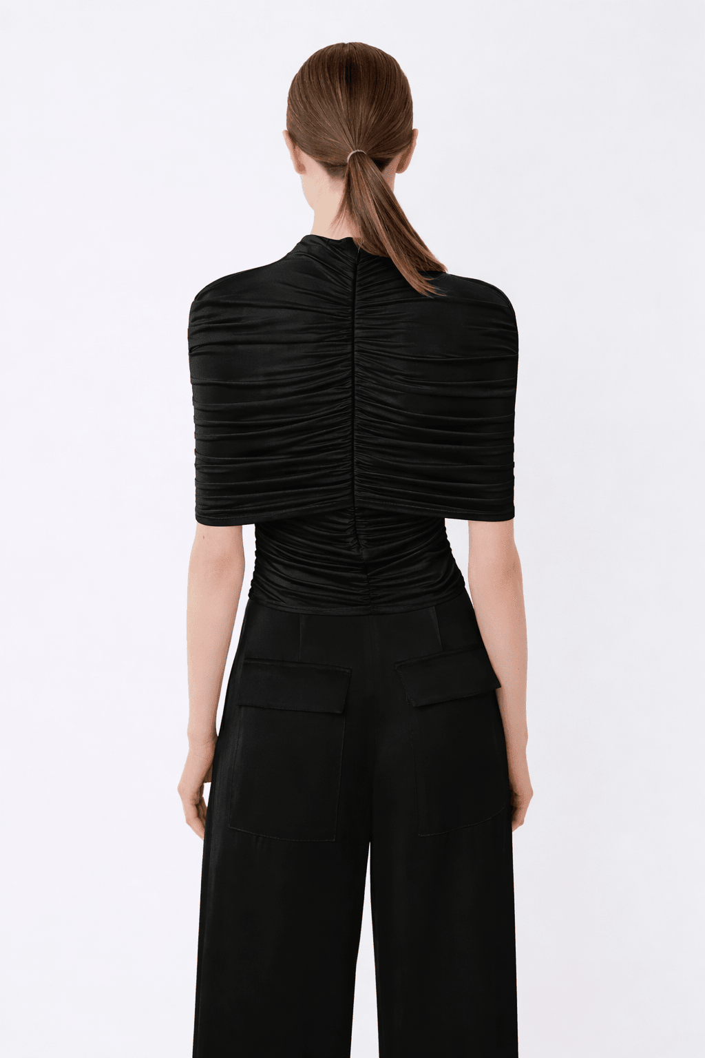 Jersey Mock Neck Ruched Top - LAPOINTE